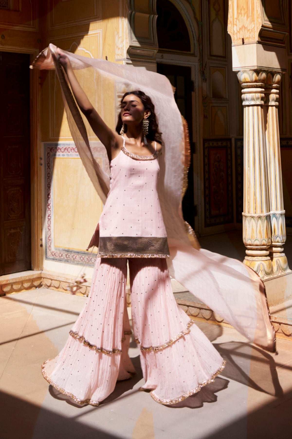 Vintage Blush Spaghetti Sharara Set