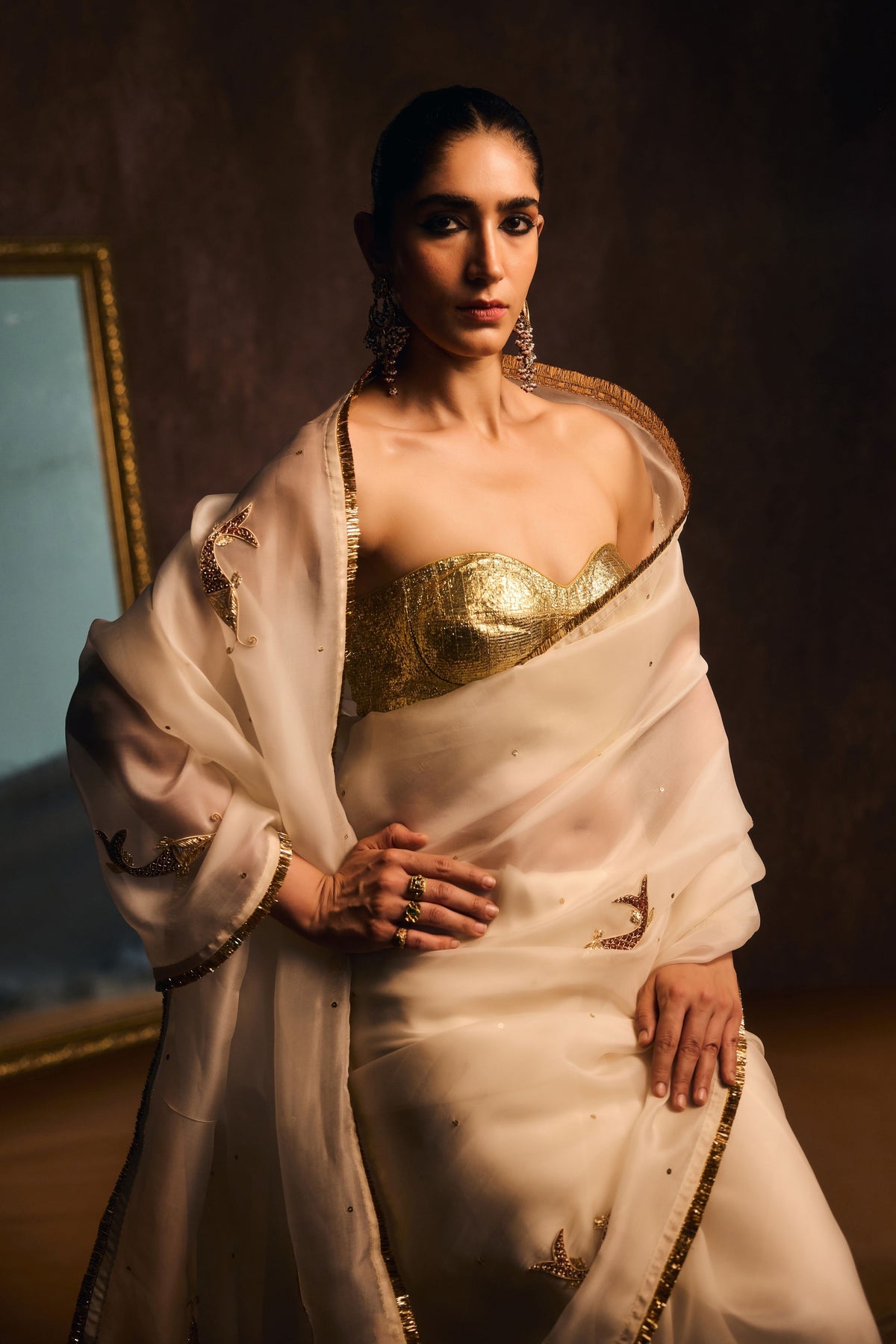 Ivory Matsya Saree