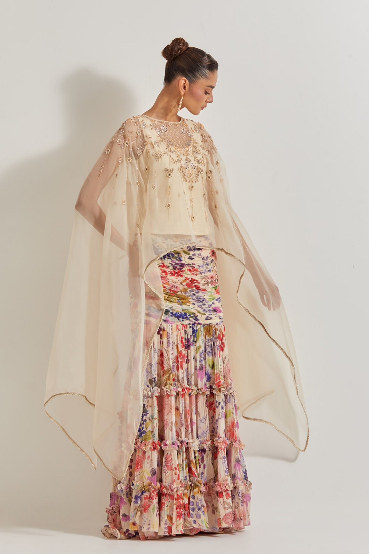 Tiered Skirt With Cape