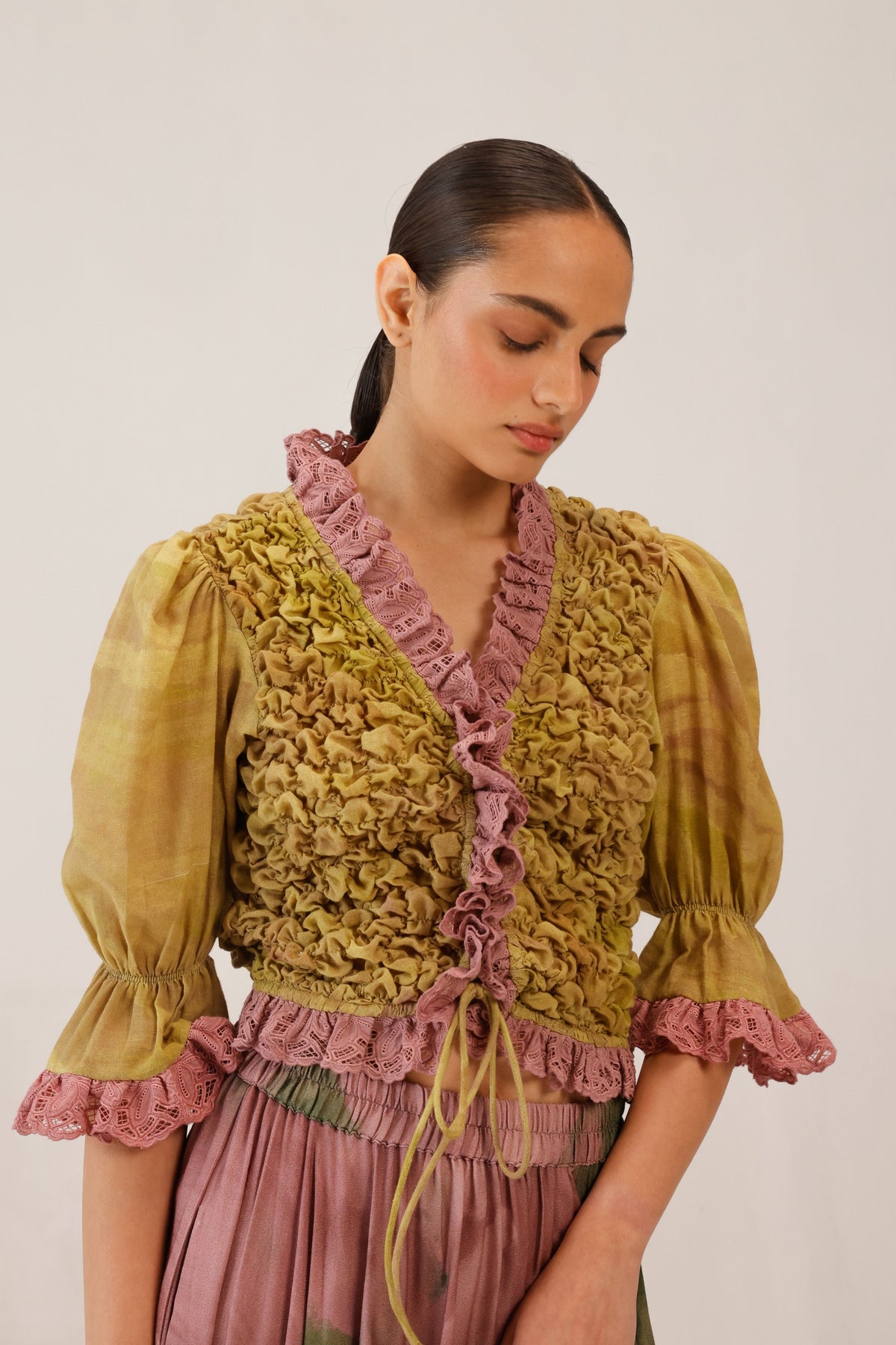 Smocked Rooshed Blouse