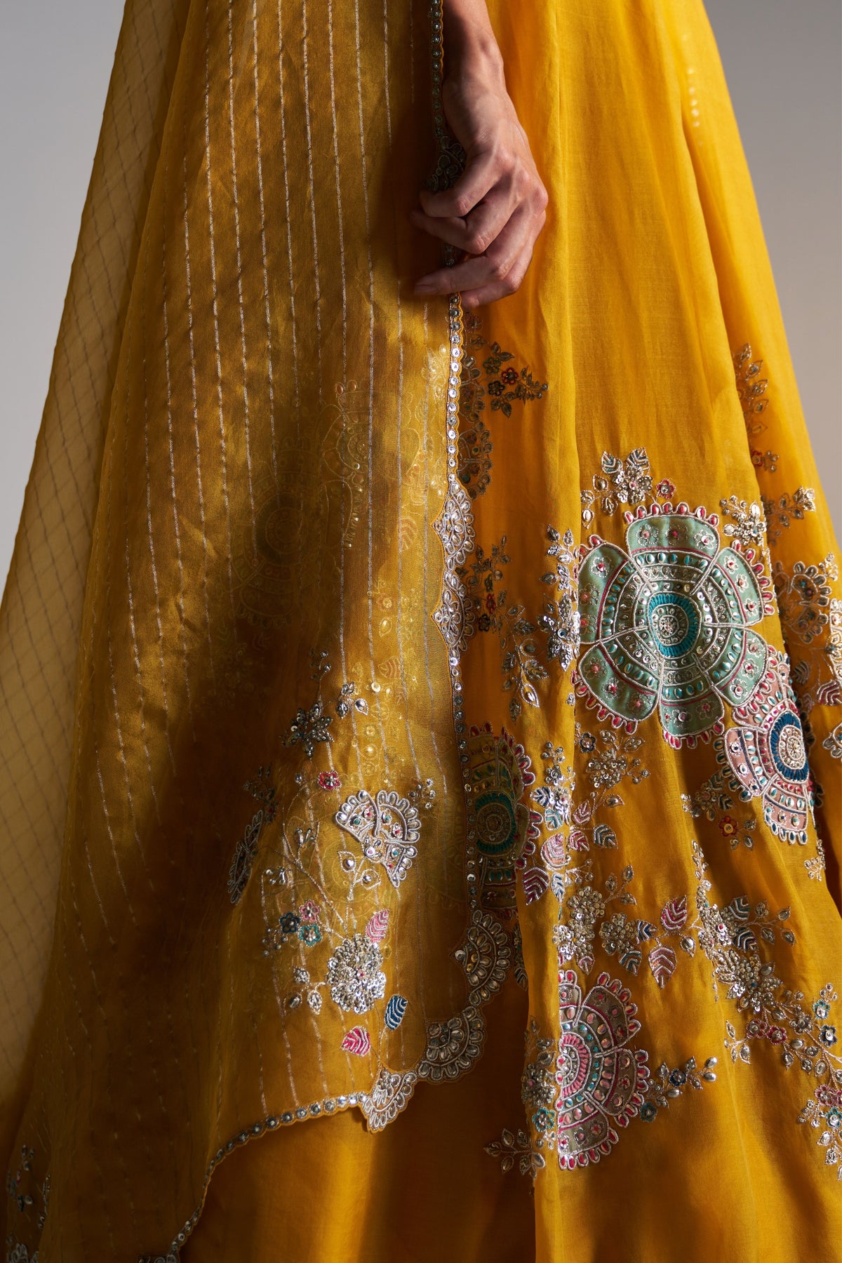 Honey Gold Embroidered Lehenga Set