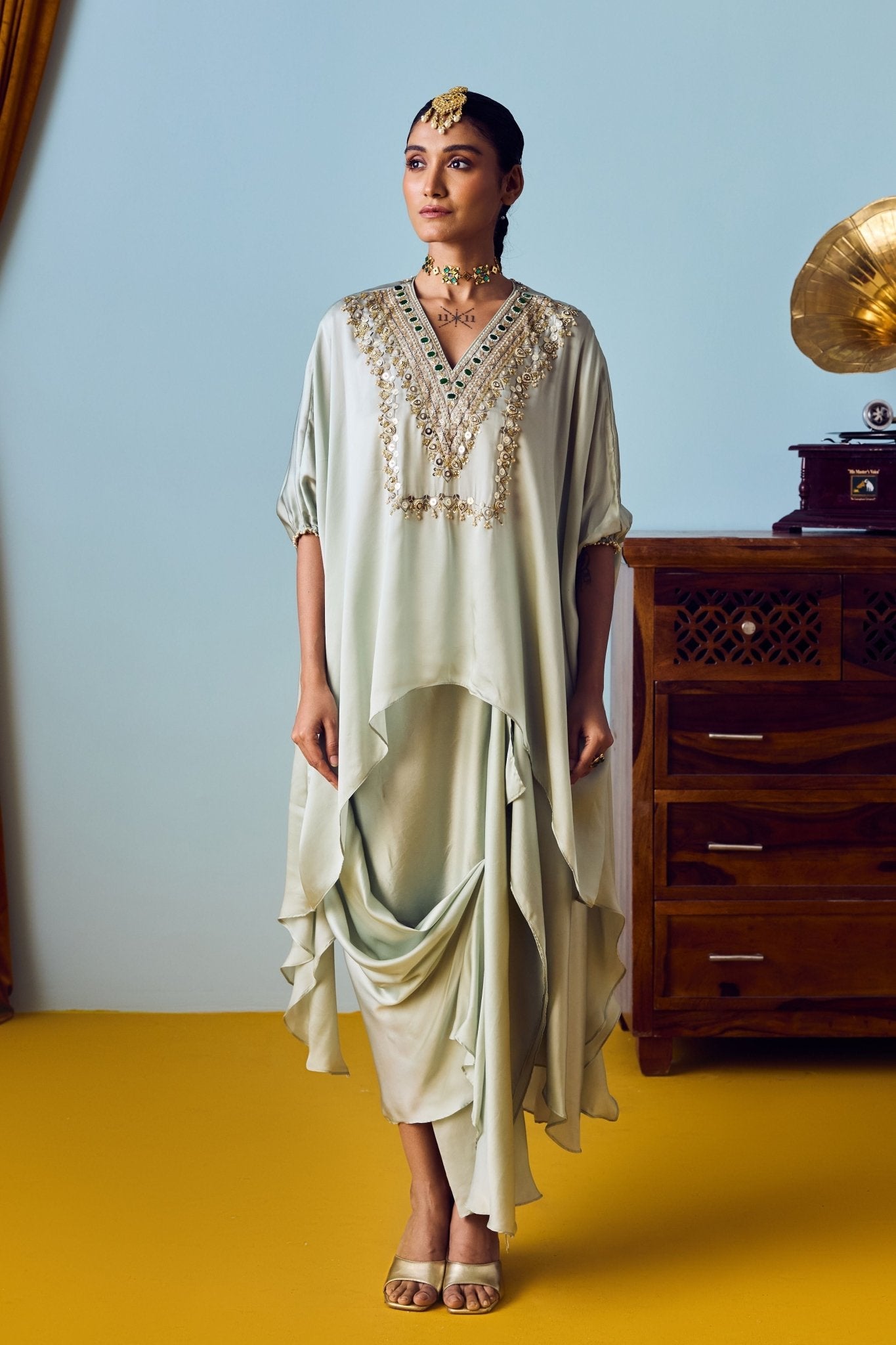 Maia Sage Green Tunic Set - Prahnaaya - Elahe