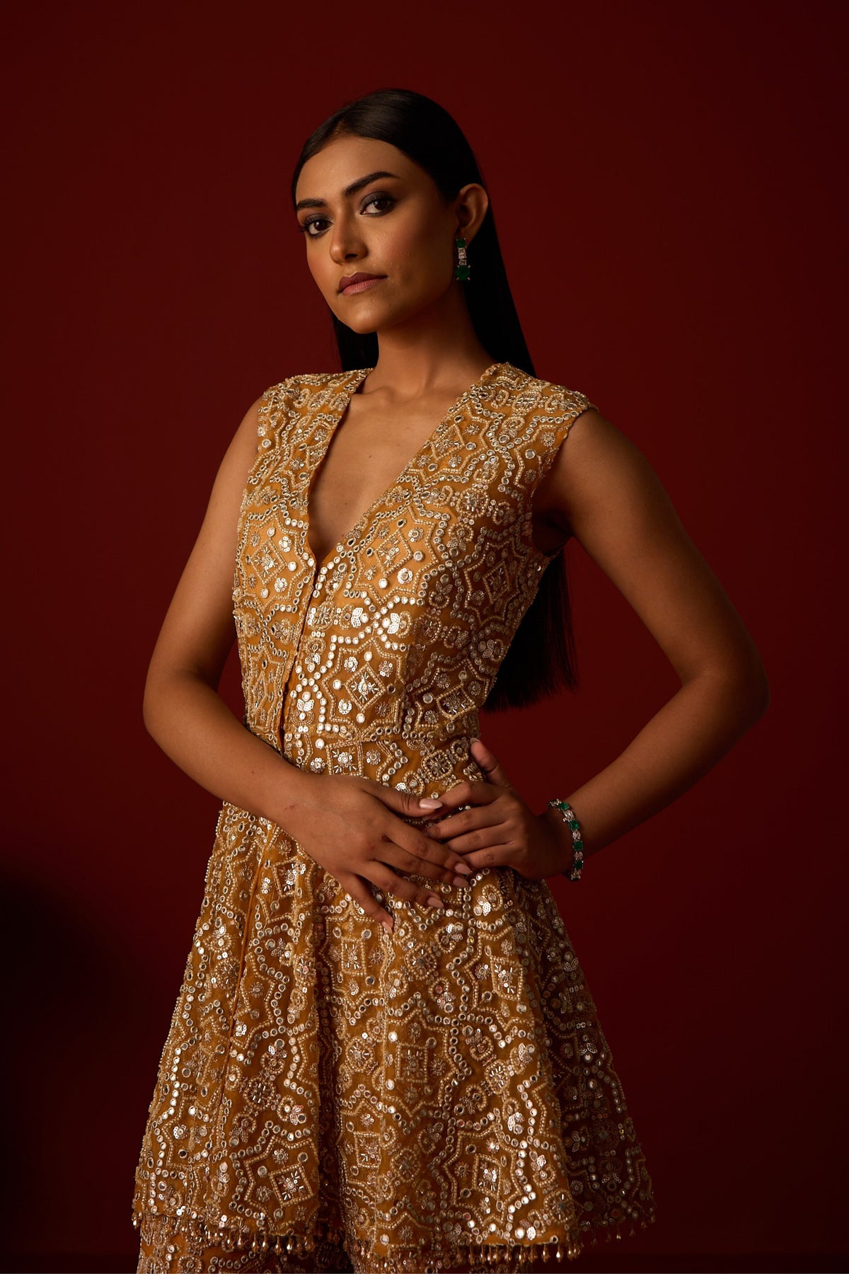 Hexagon Mirror Sharara Set