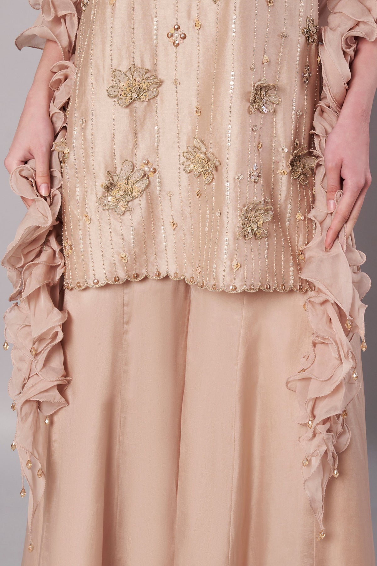 Florale Halter Champagne Suit Set