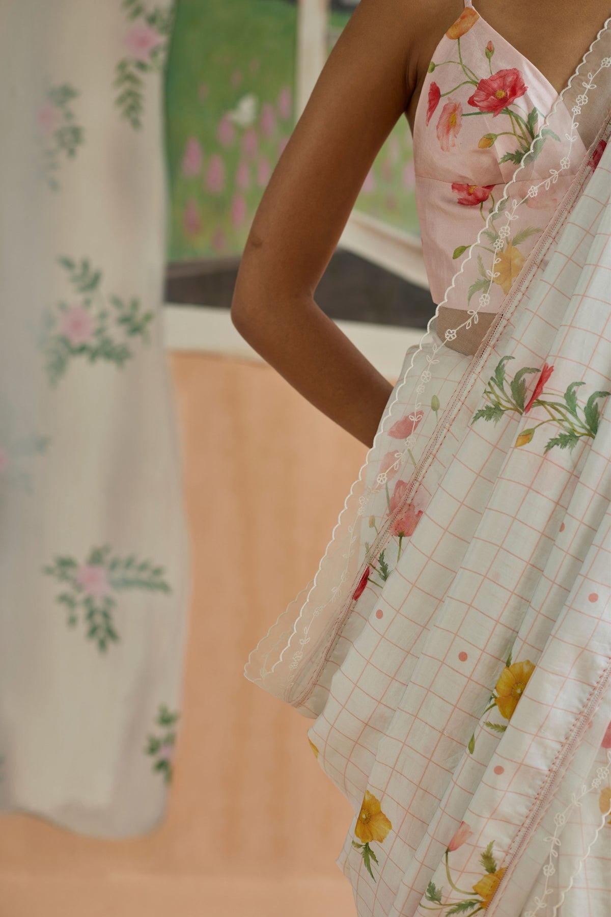 Poppy Mulberry Silk Sari