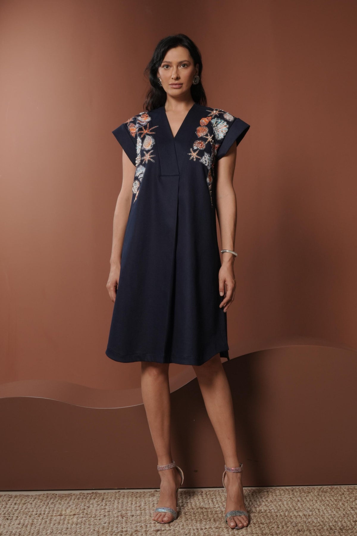 Printed Motif Denim Dress