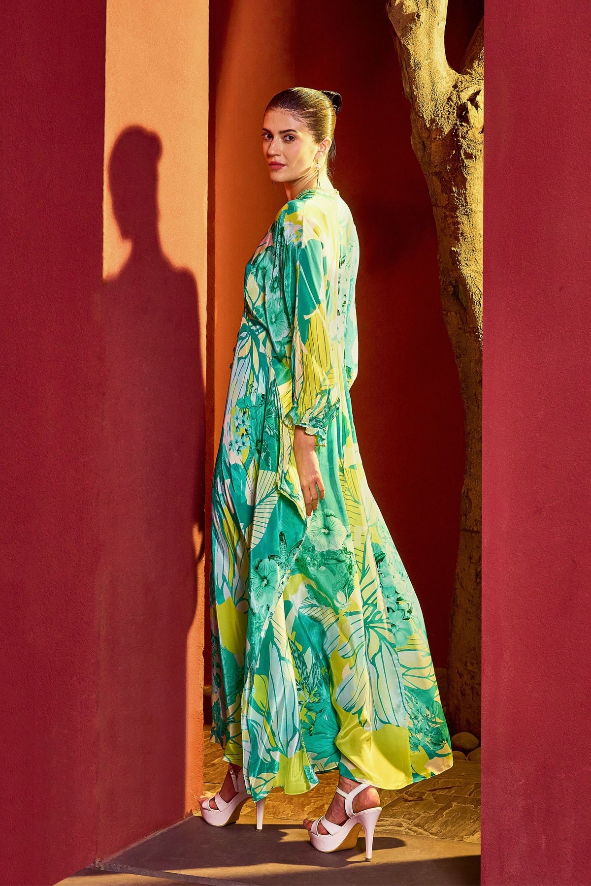 Green Hues Kaftan Dress