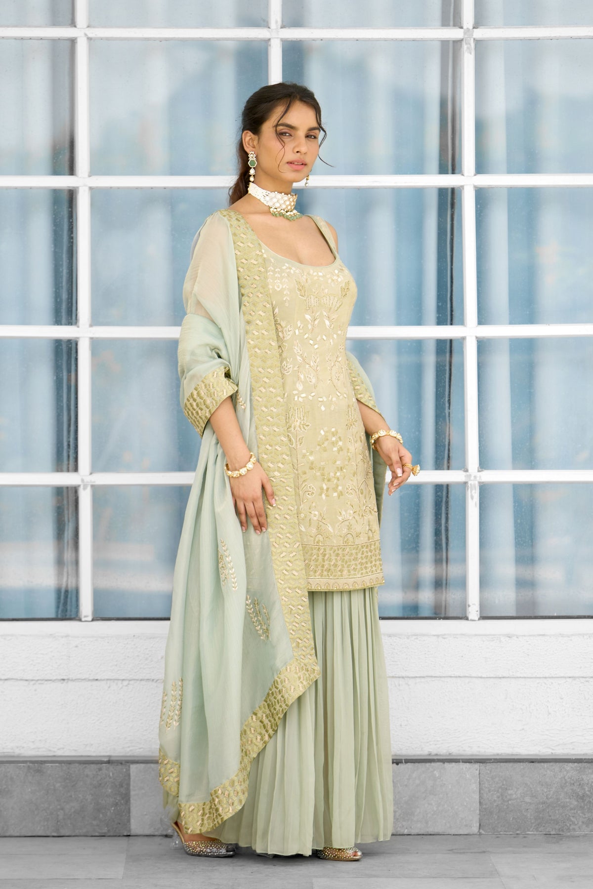 Moss Mirage Sharara Set