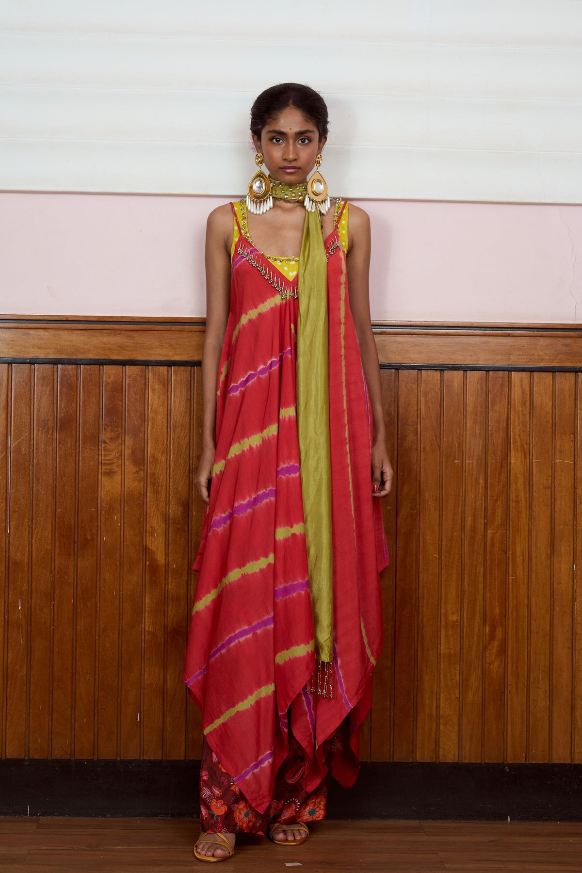 Waheeda Coral Hankerchief Kurta Set