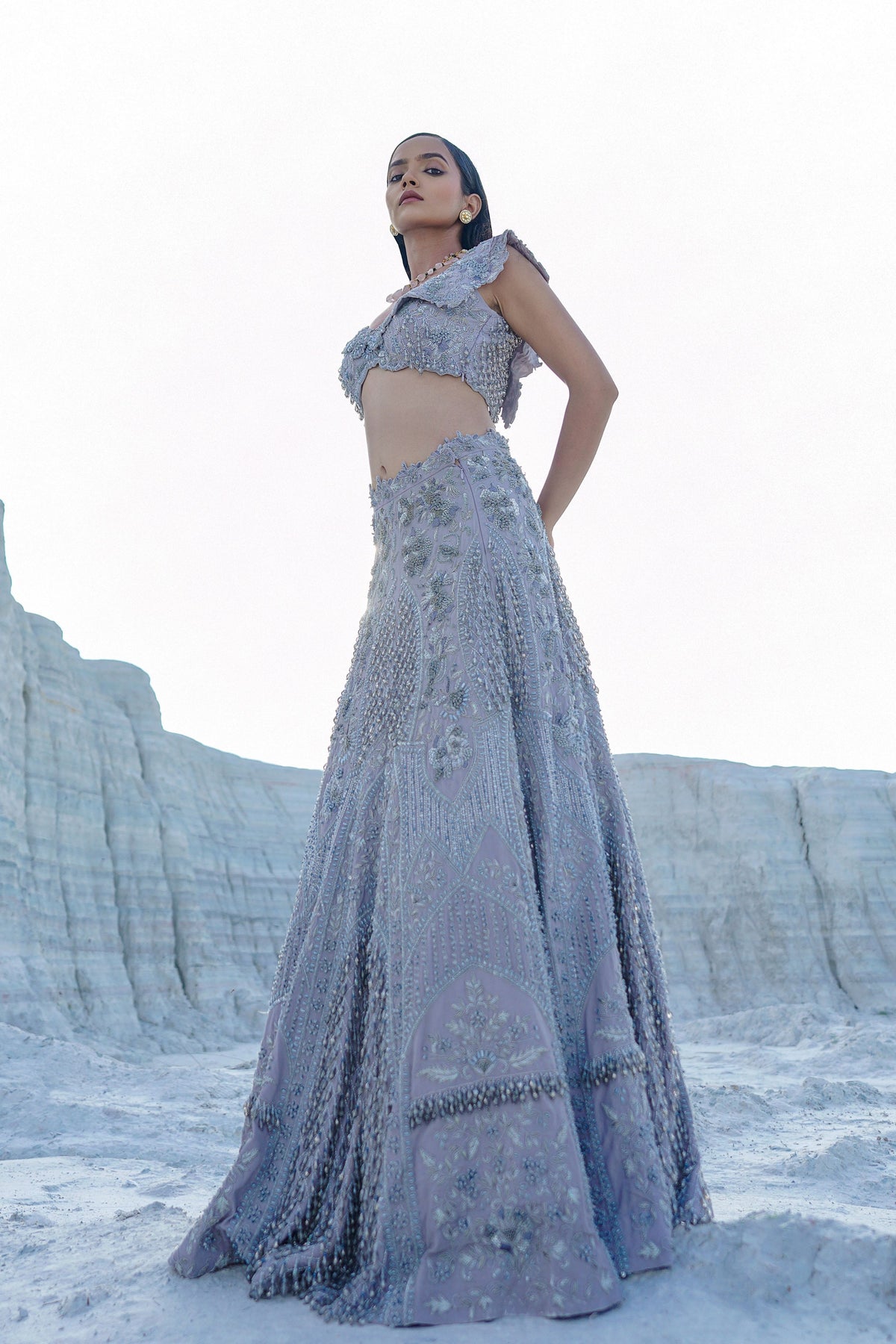 Light Blue Embroidered Lehenga Set