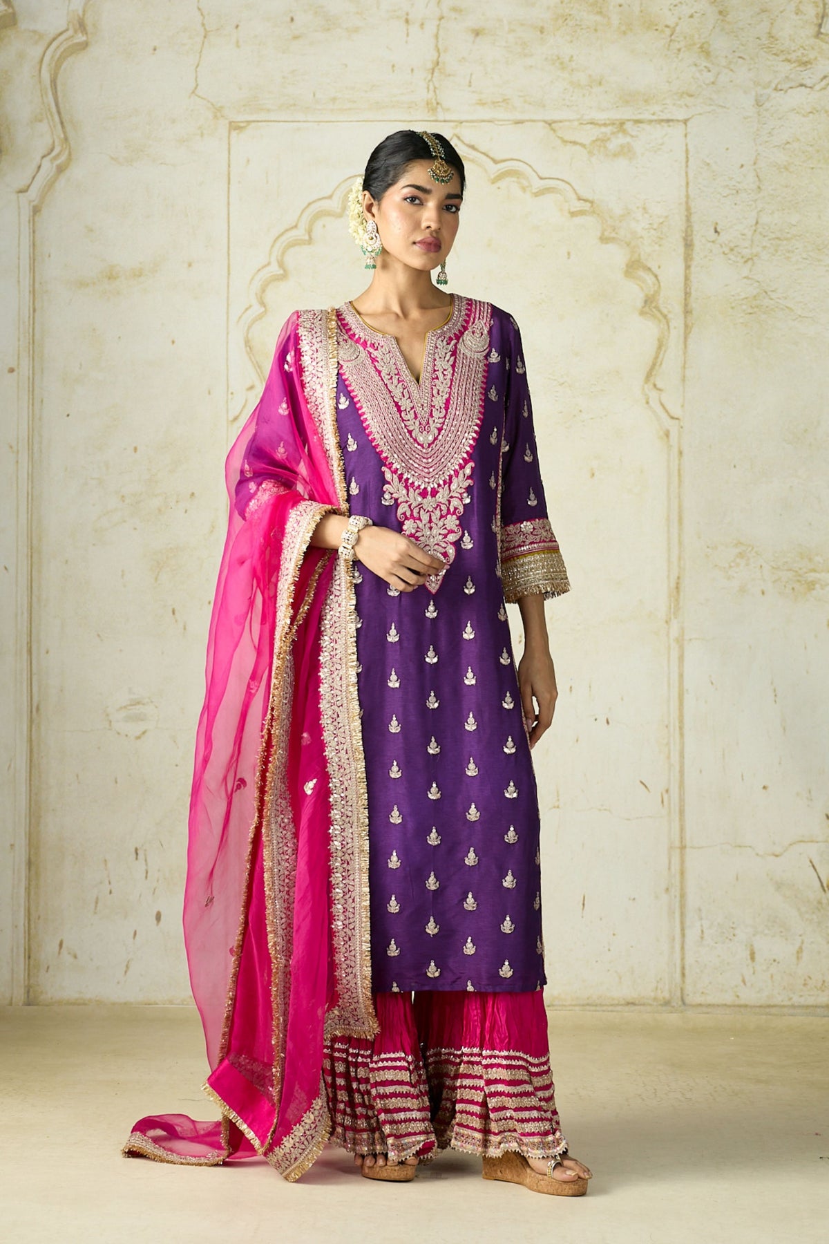 Purple Fitoor Sharara Set