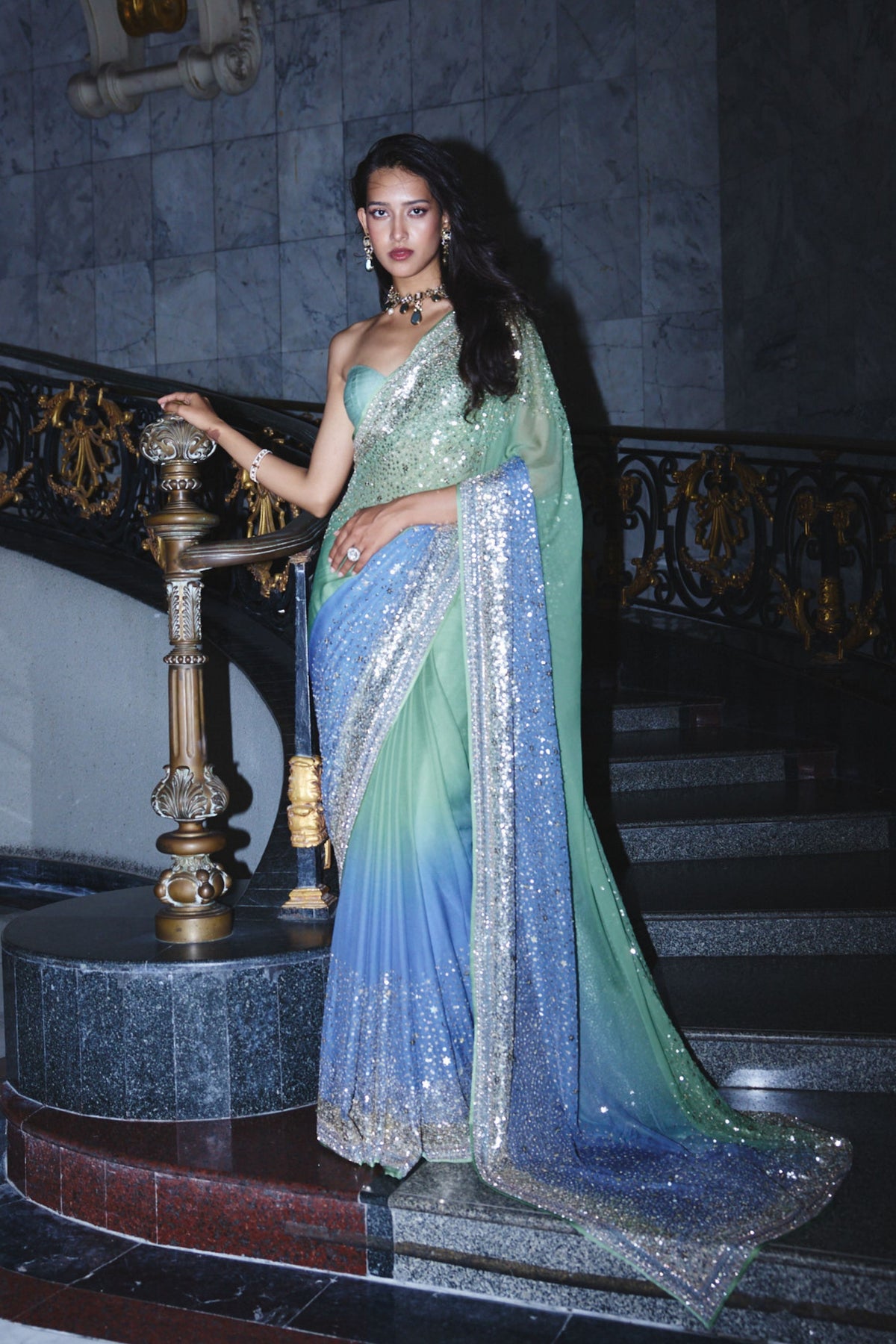 Ombre Star Saree