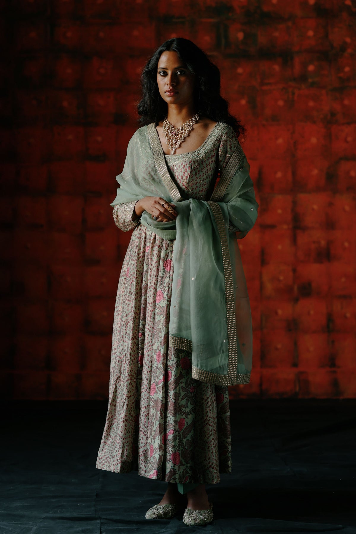 Mint Anarkali Set