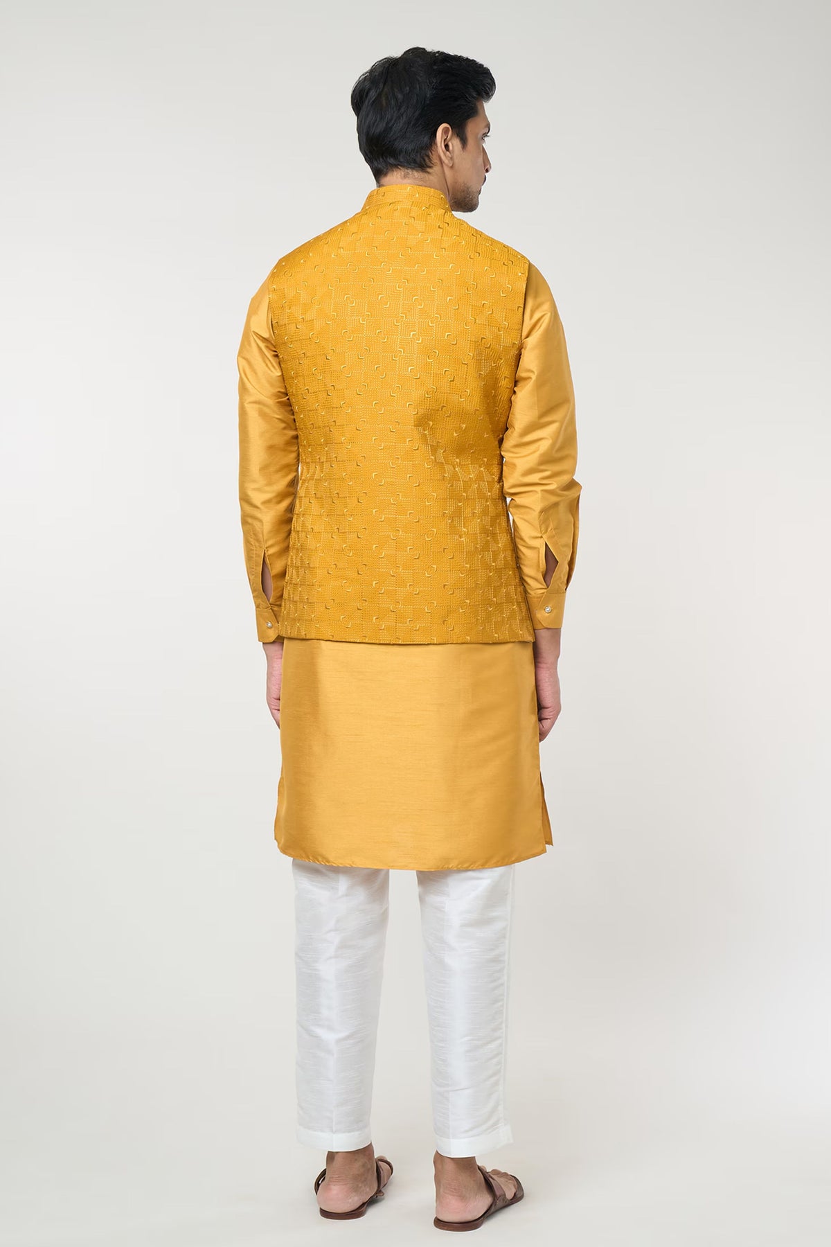 Mustard Embroidered jacket Set