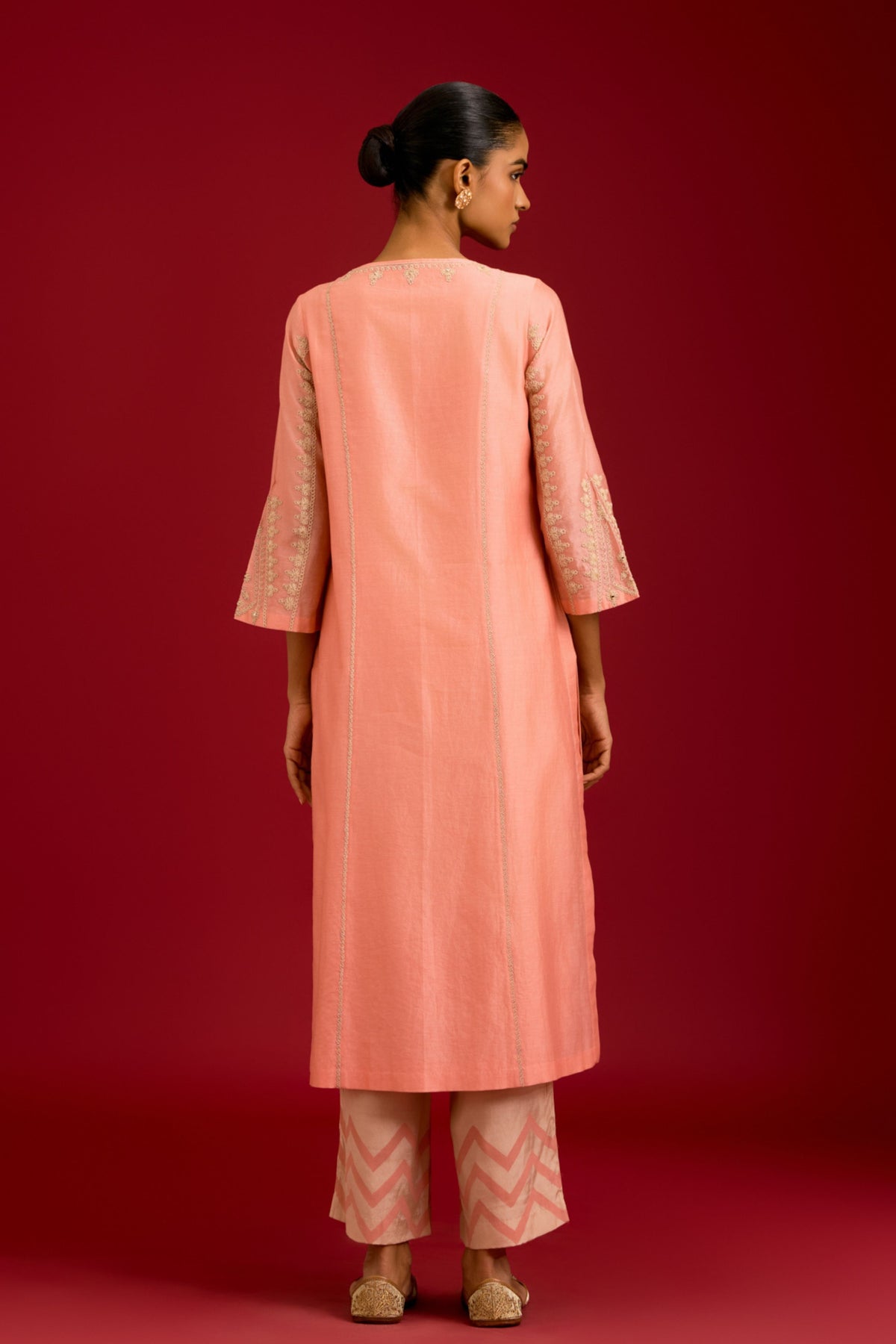 Pink Silk Chanderi Kurta Set