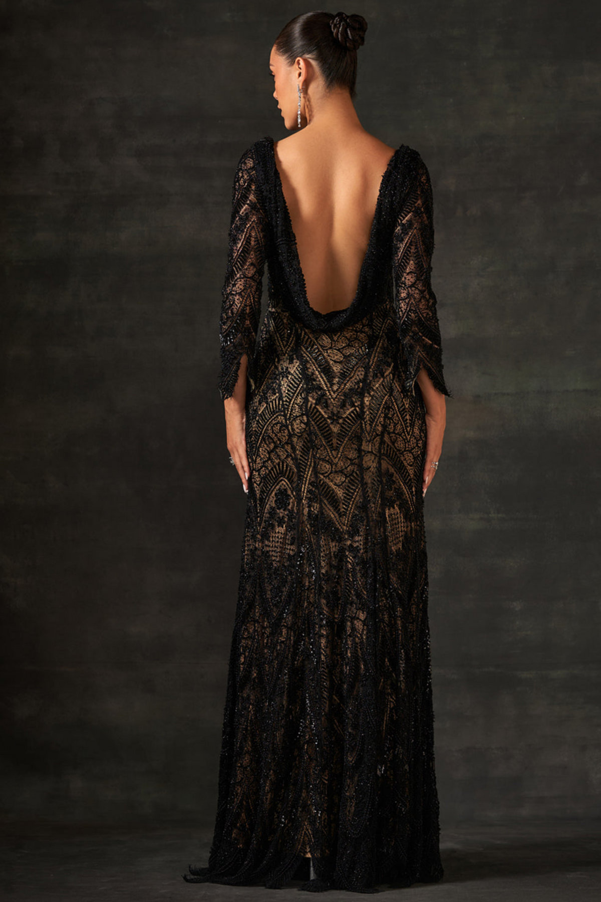 Black Embroidered Gown