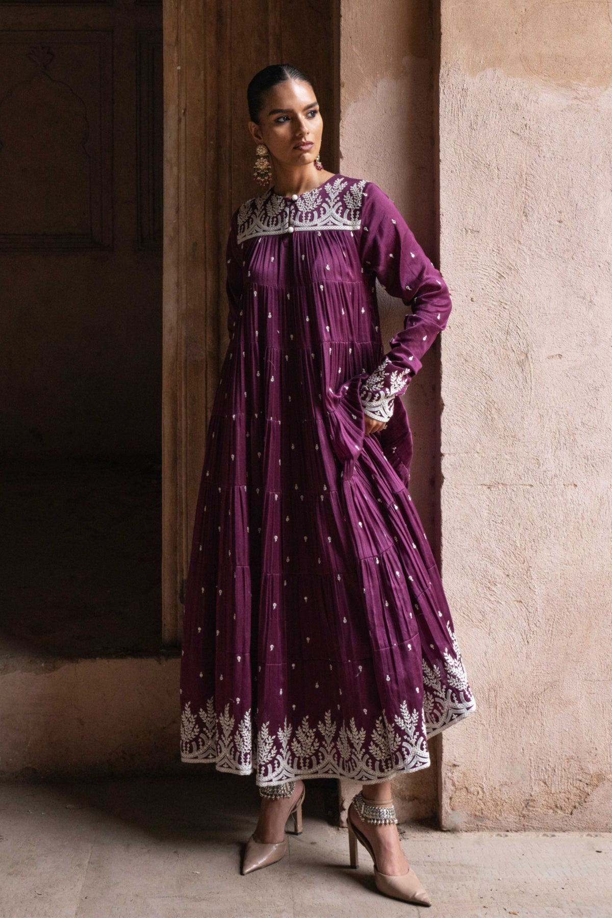 8 Layer All Over Embroidered Anarkali Set