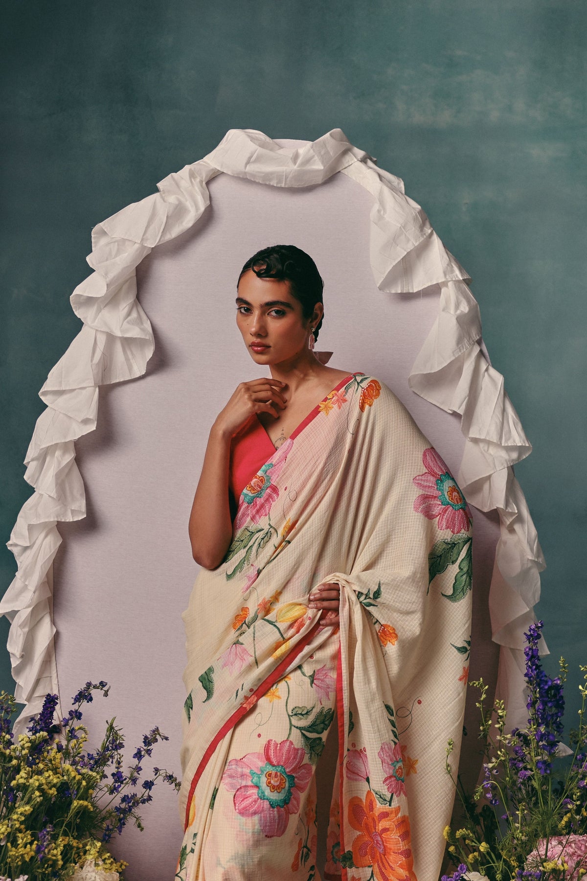 Dahlia Ecru Saree