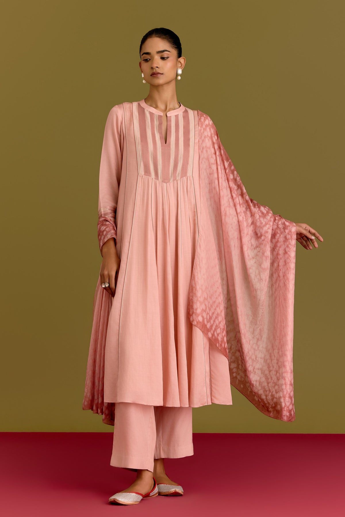 Blush Pink Chanderi Kurta Set