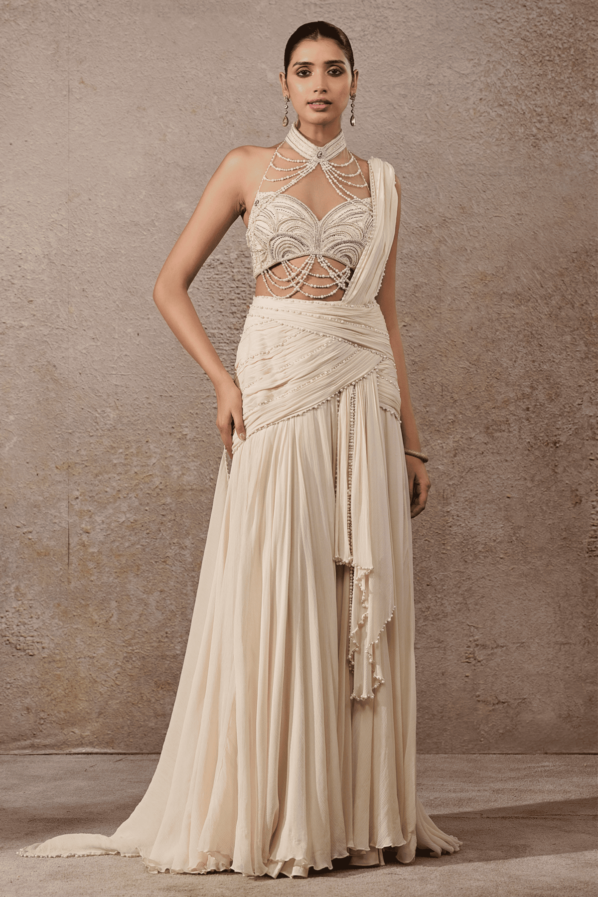 Ivory Ombre Pearl Concept Saree