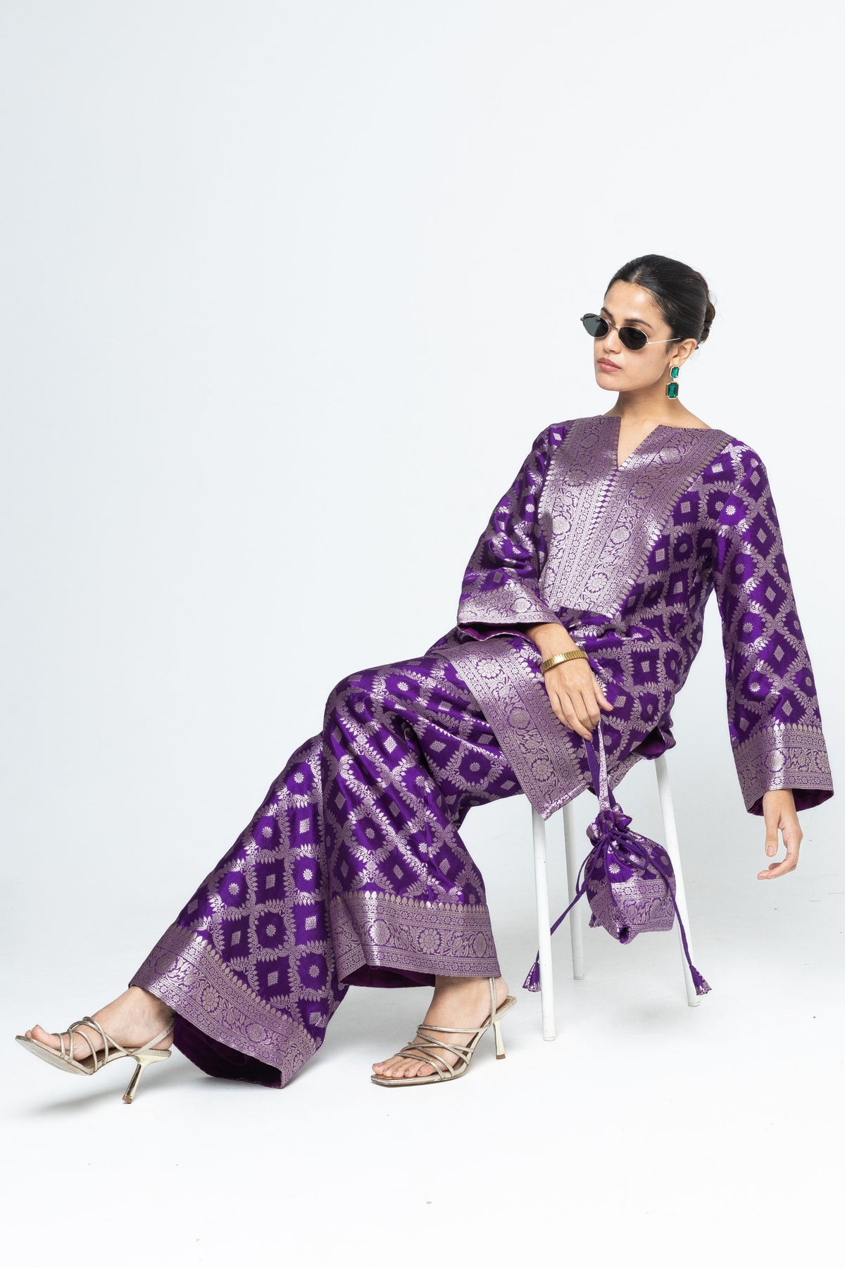 Heera  Jaal Purple Tunic Set
