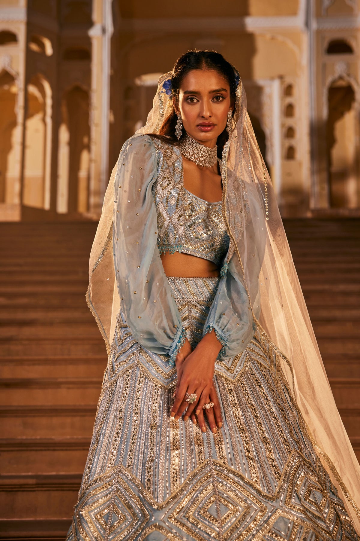 Blue Shehzadi Lehenga Set