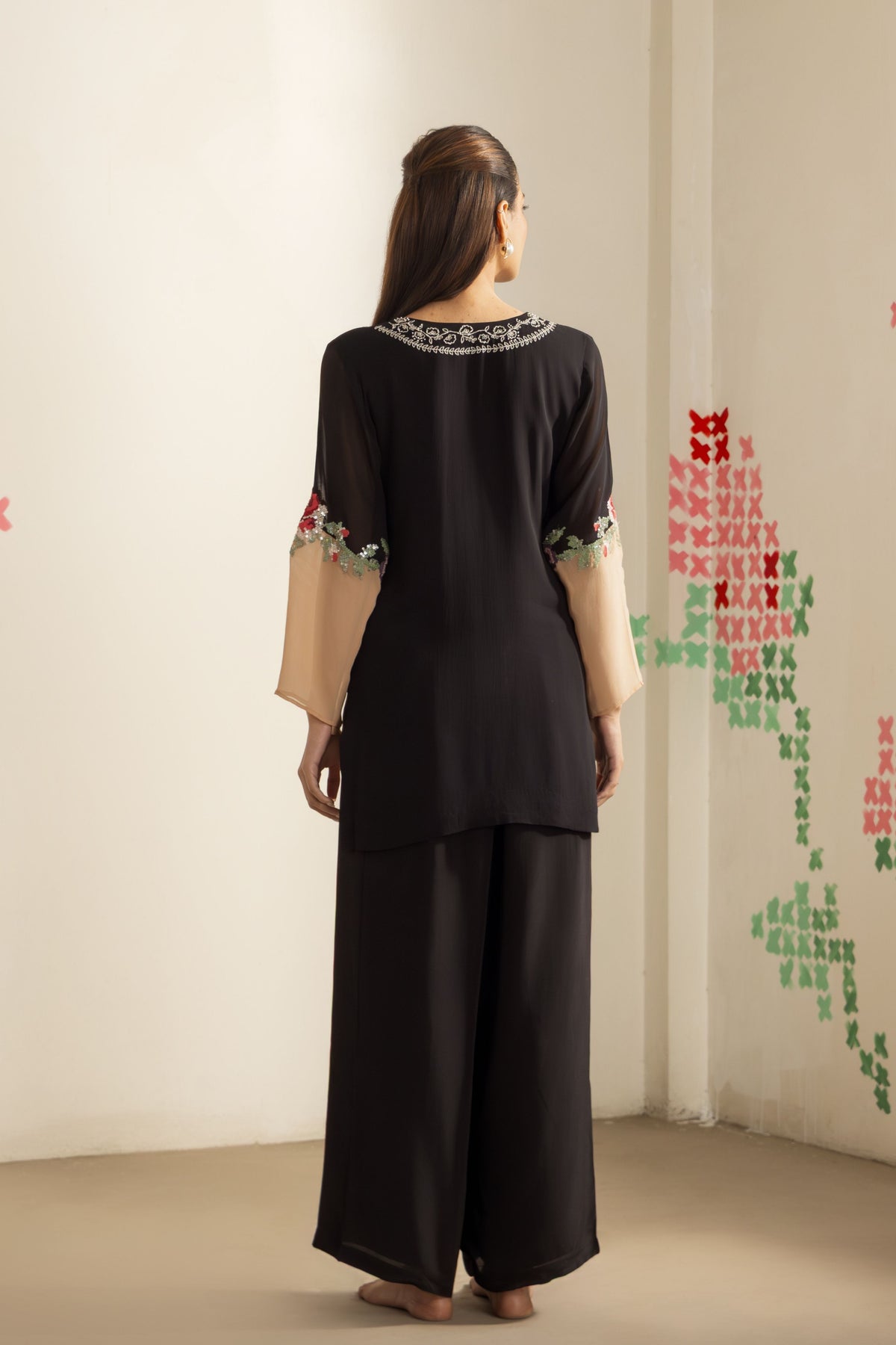 Black Beige Harmony Tunic Set