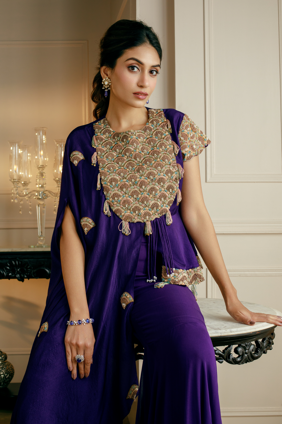 Purple Embroidered Co-order Set
