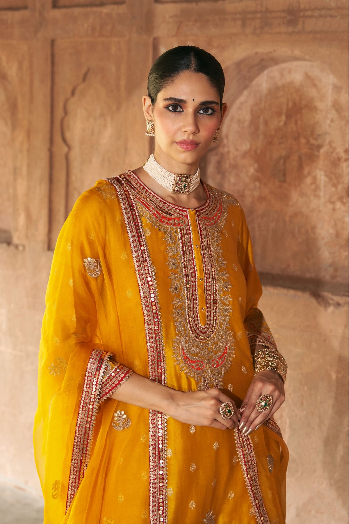 Farhana Mustard Kurta Set