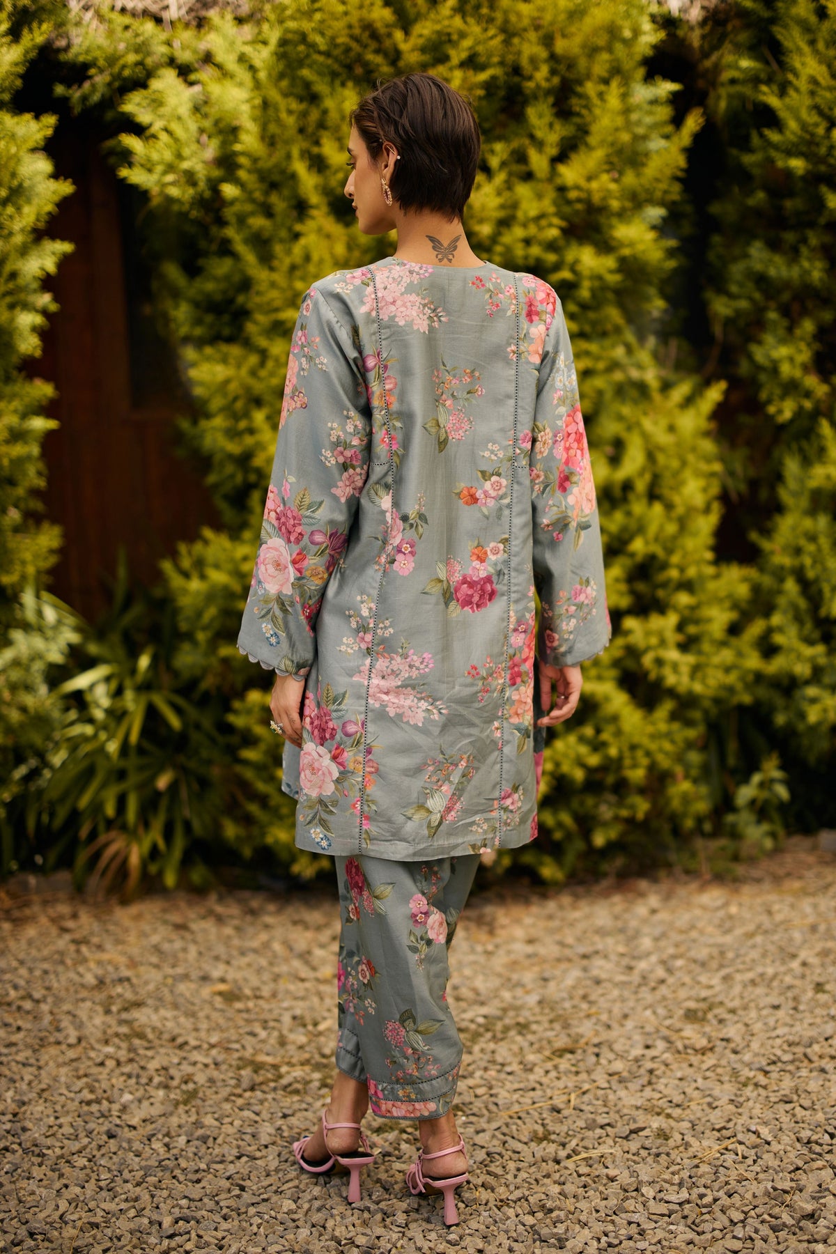 Blue Floral Print Kurta