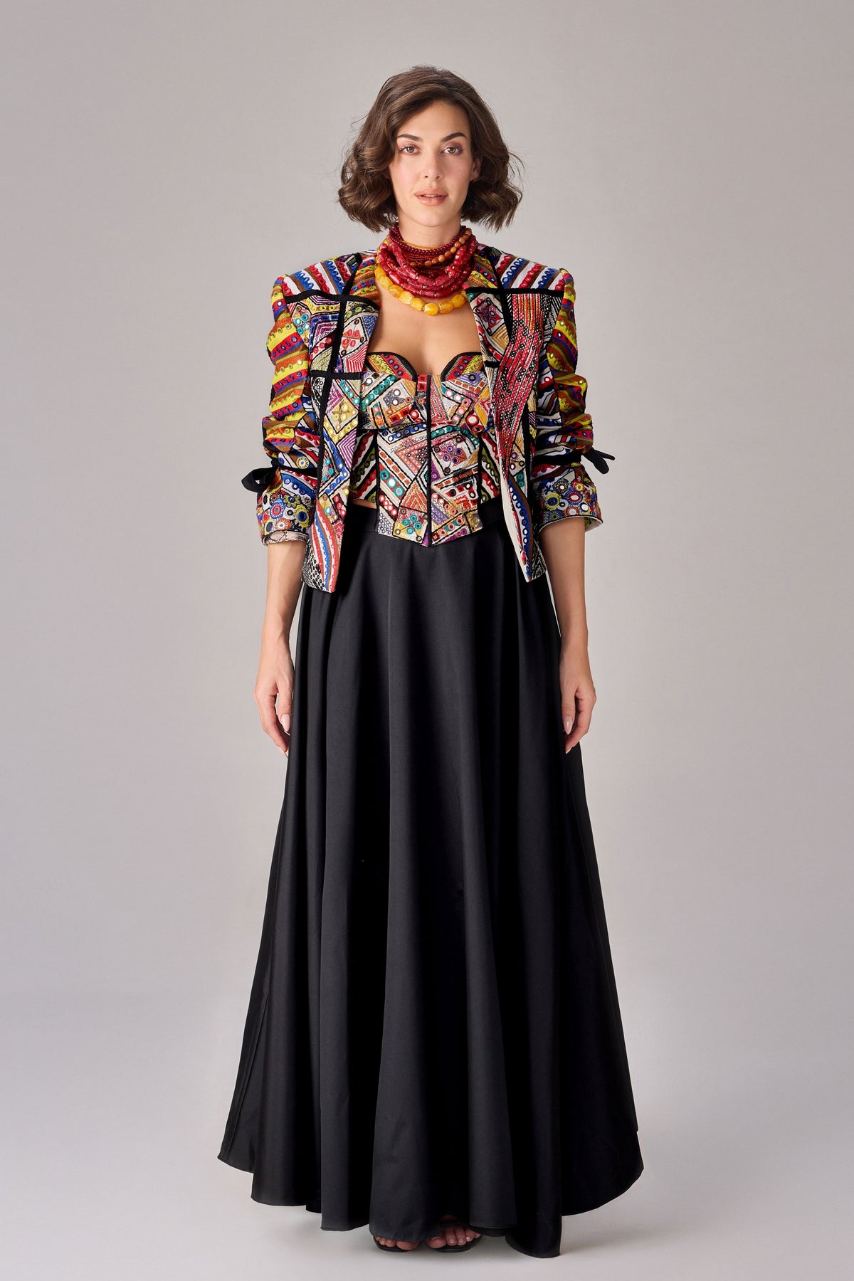 Flared and Pleated Maxi Skirt