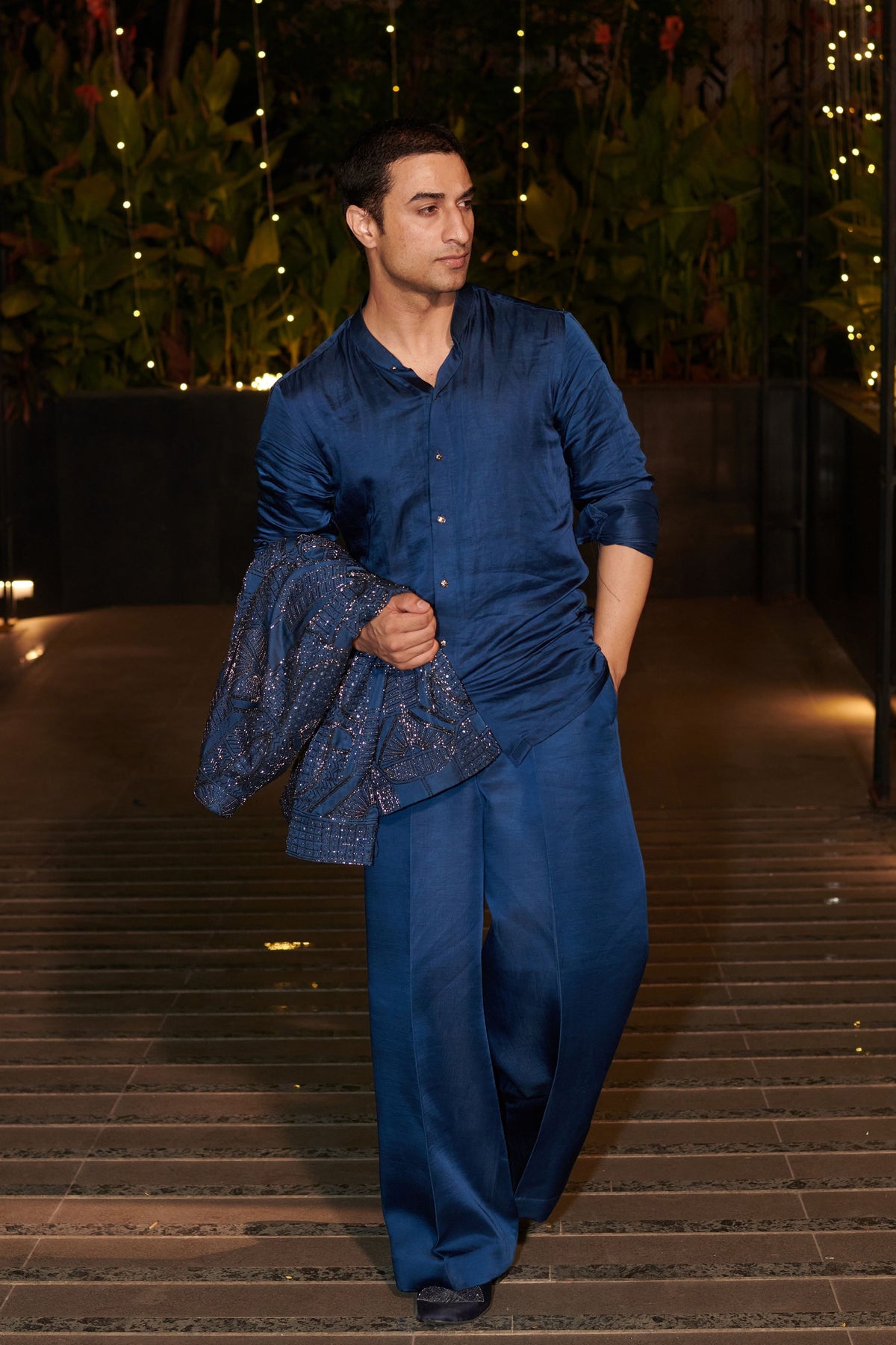 Navy Blue Mens Jacket Set