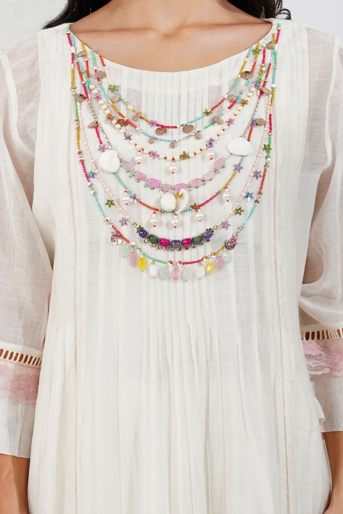 Fliry Pleats Shabby-chic Tunic Set
