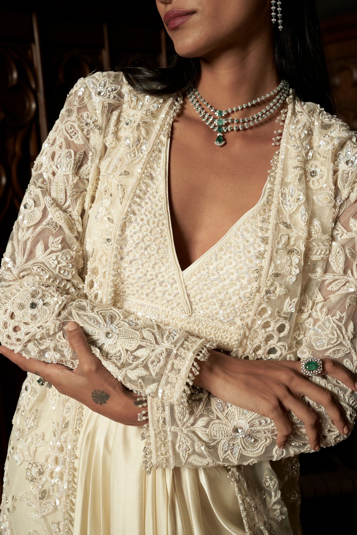 Ivory Long Jacket Set