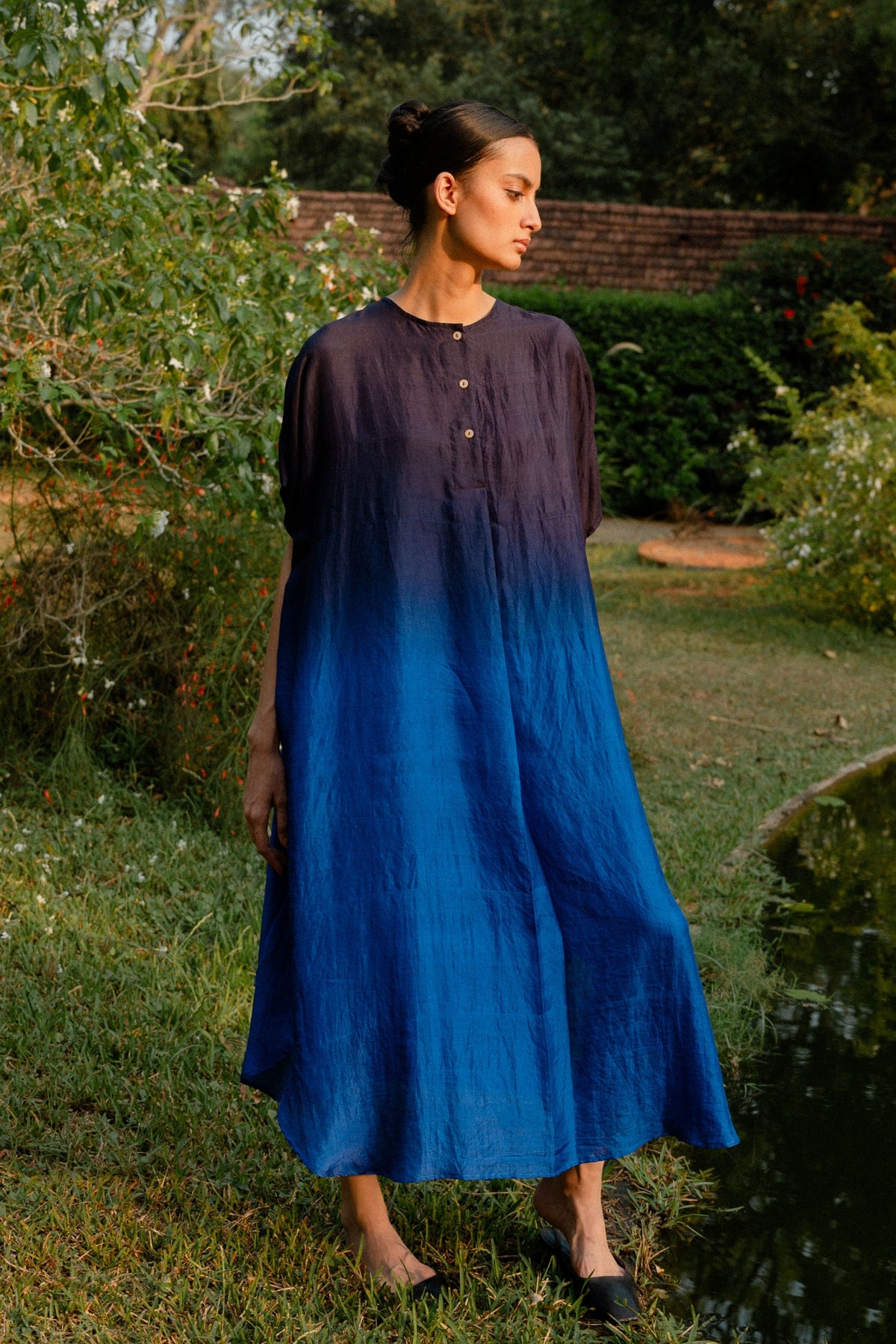 Blue Ombre Pleated Kaftan