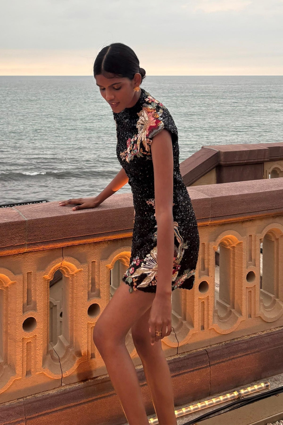 Midnight Bloom Sequin Mini Dress