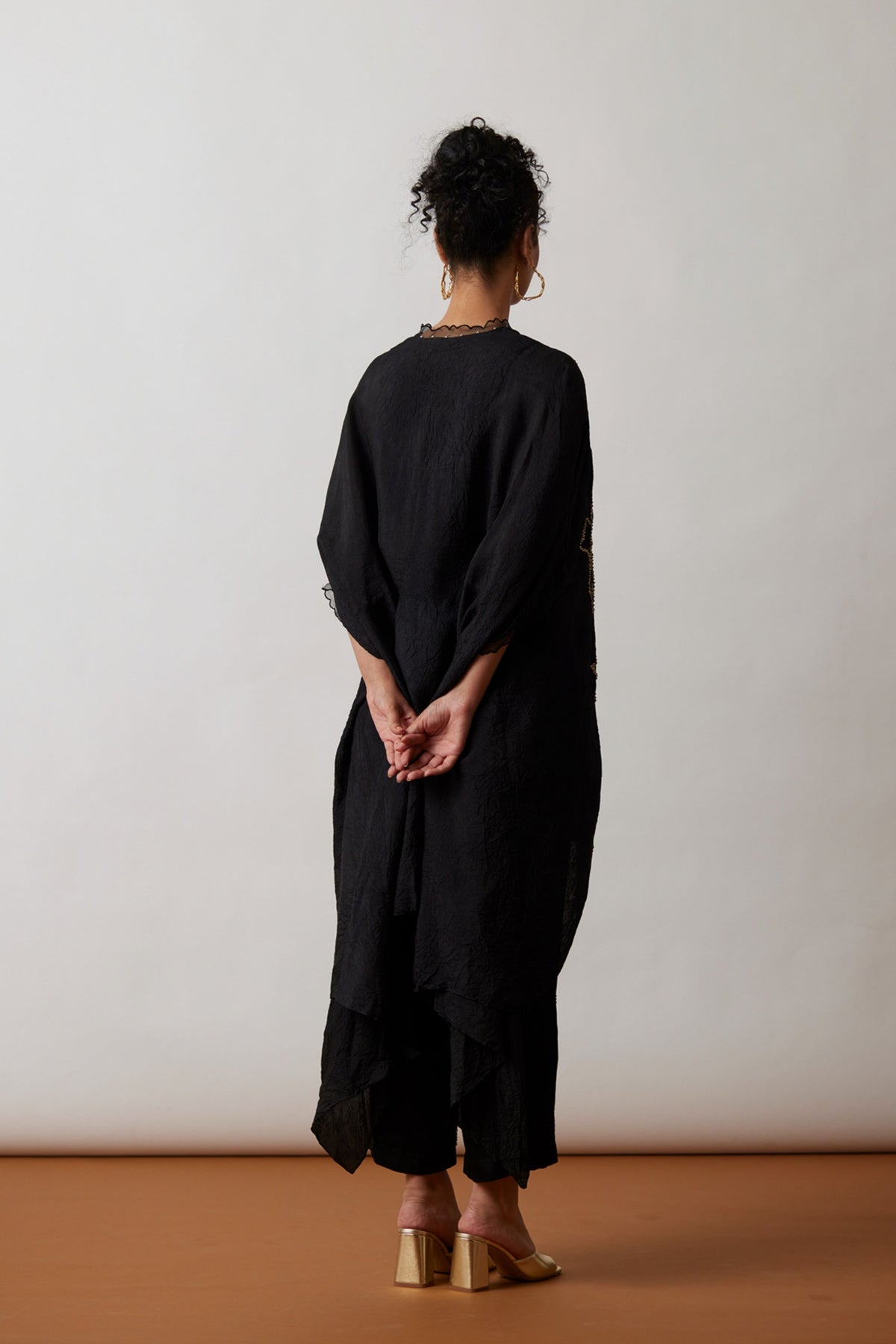 Embroidered Black Kaftan Set