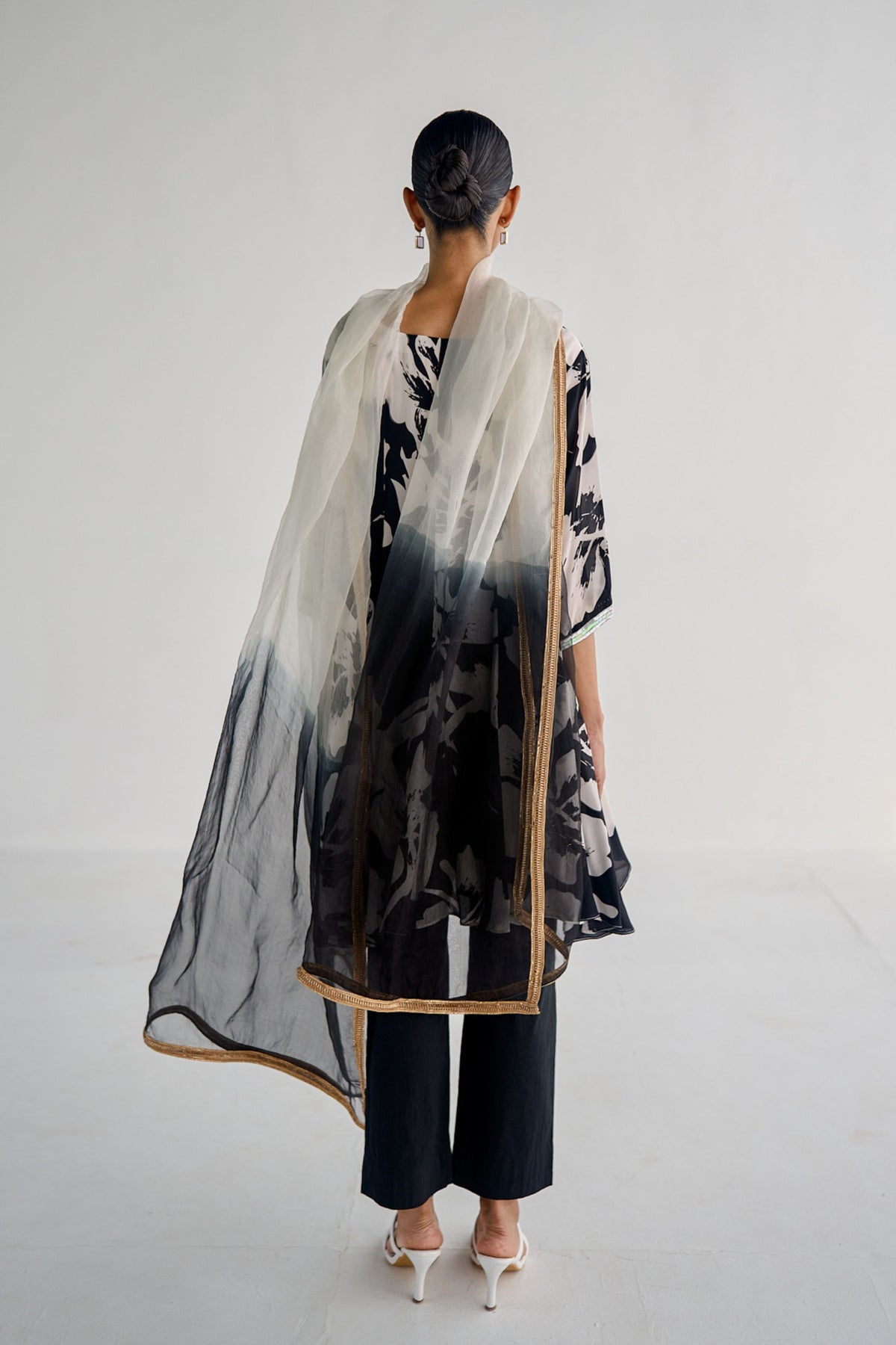 Black Print Anarkali Set