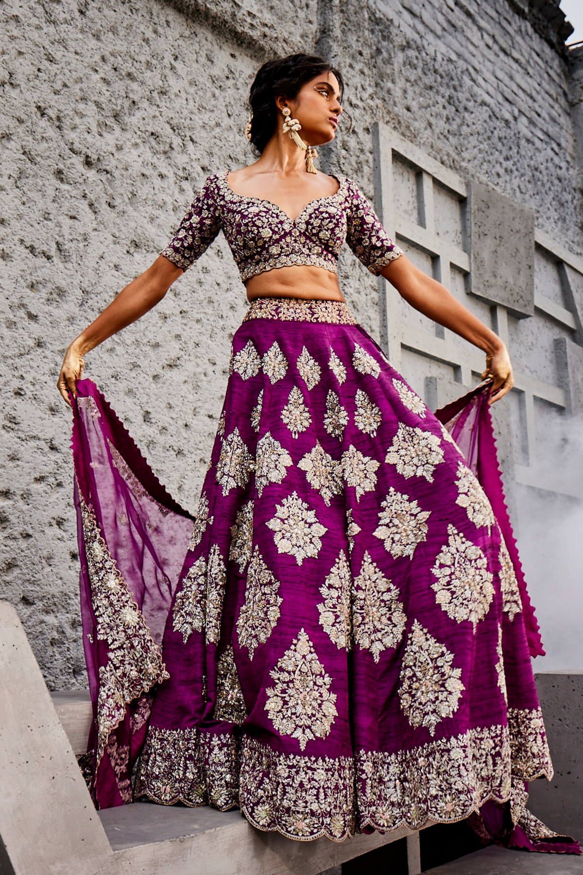 Purple Big Bootha Lehenga