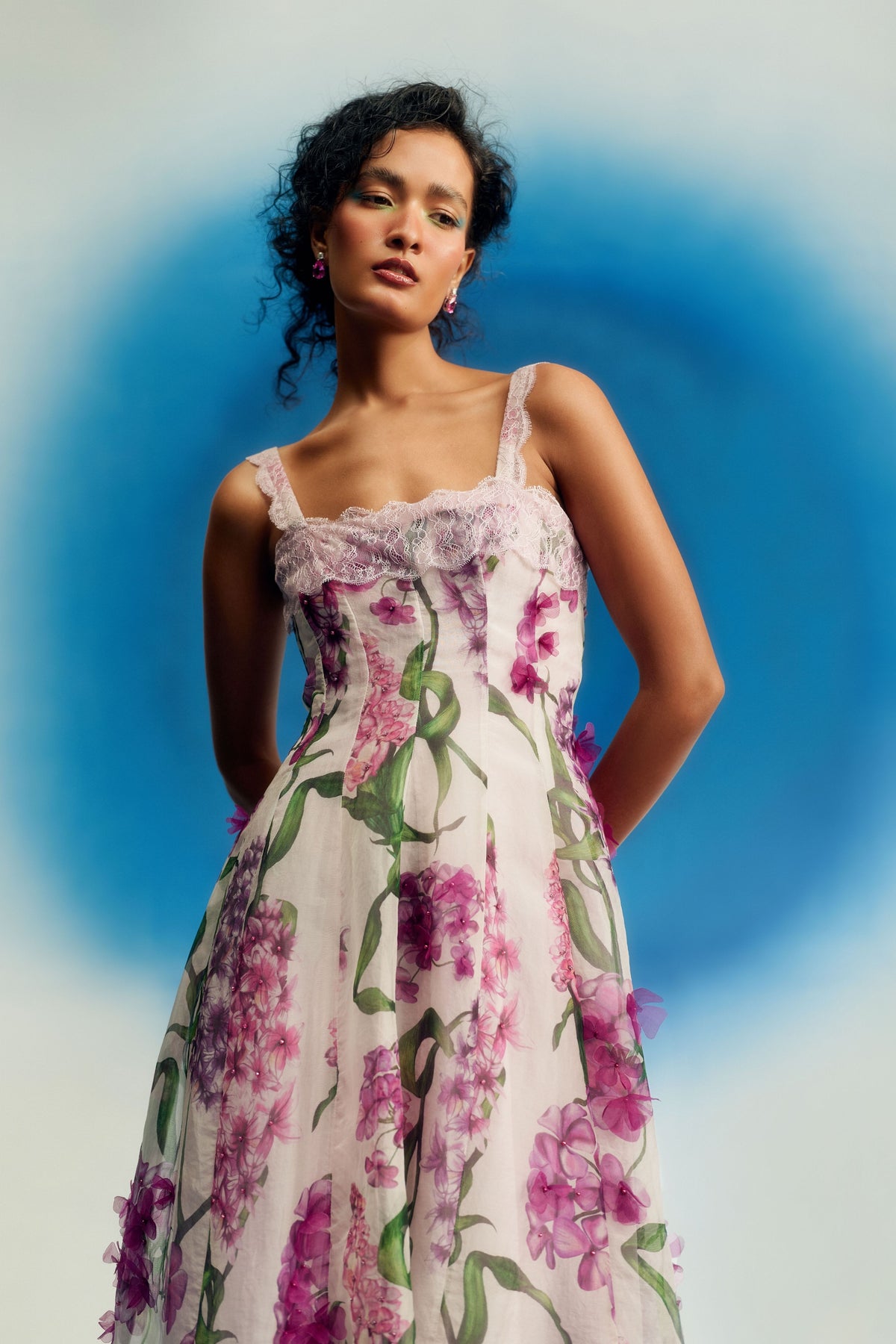 Lace-Trimmed Organza Dress