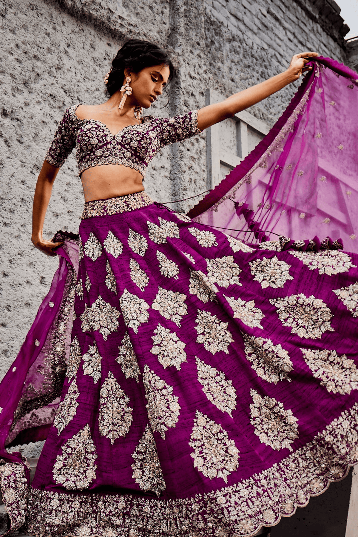 Purple Big Bootha Lehenga