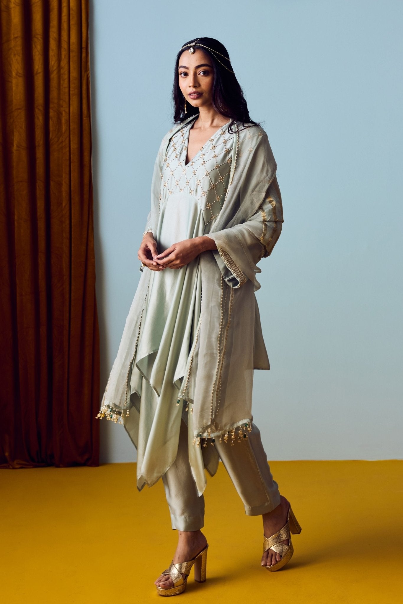 Sureen Sage Green Kurta Set - Prahnaaya - Elahe