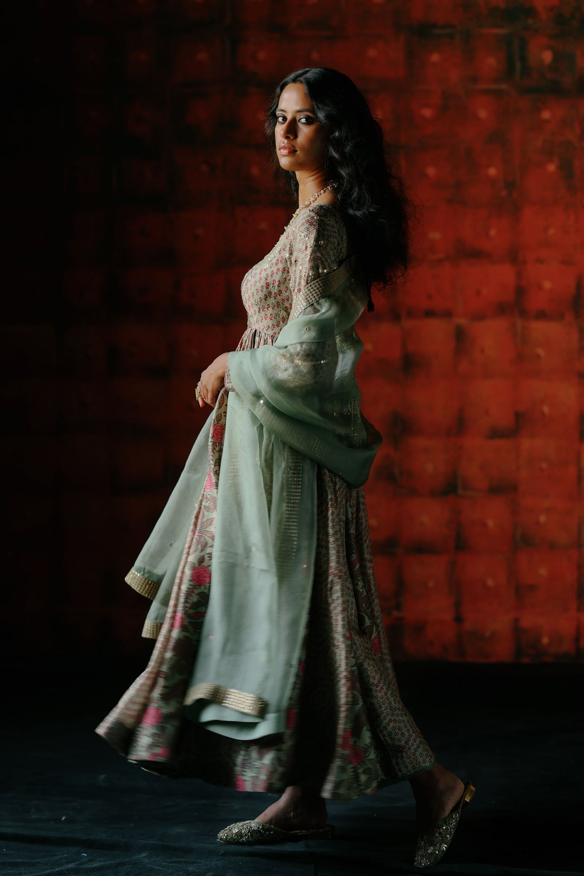 Mint Anarkali Set
