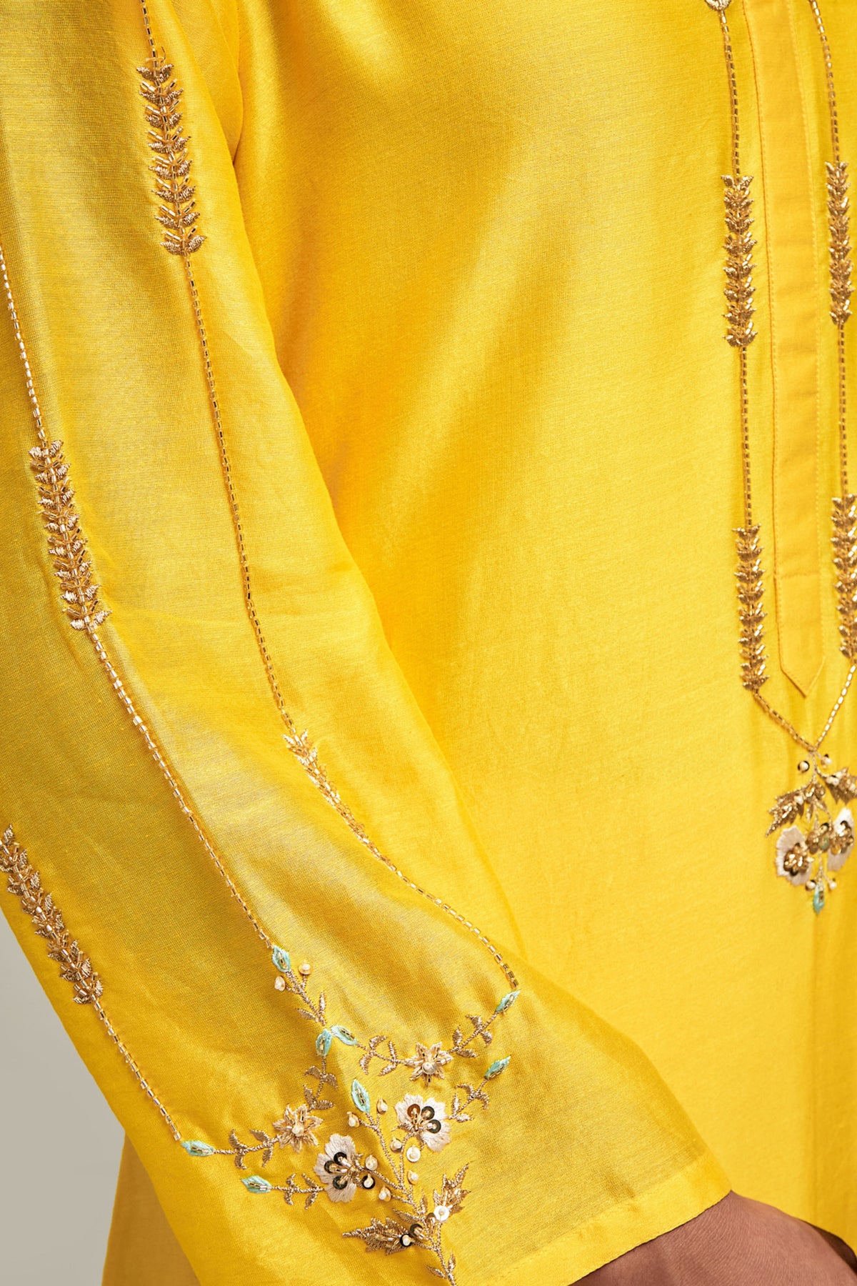 Embroidered Yellow Kurta Set