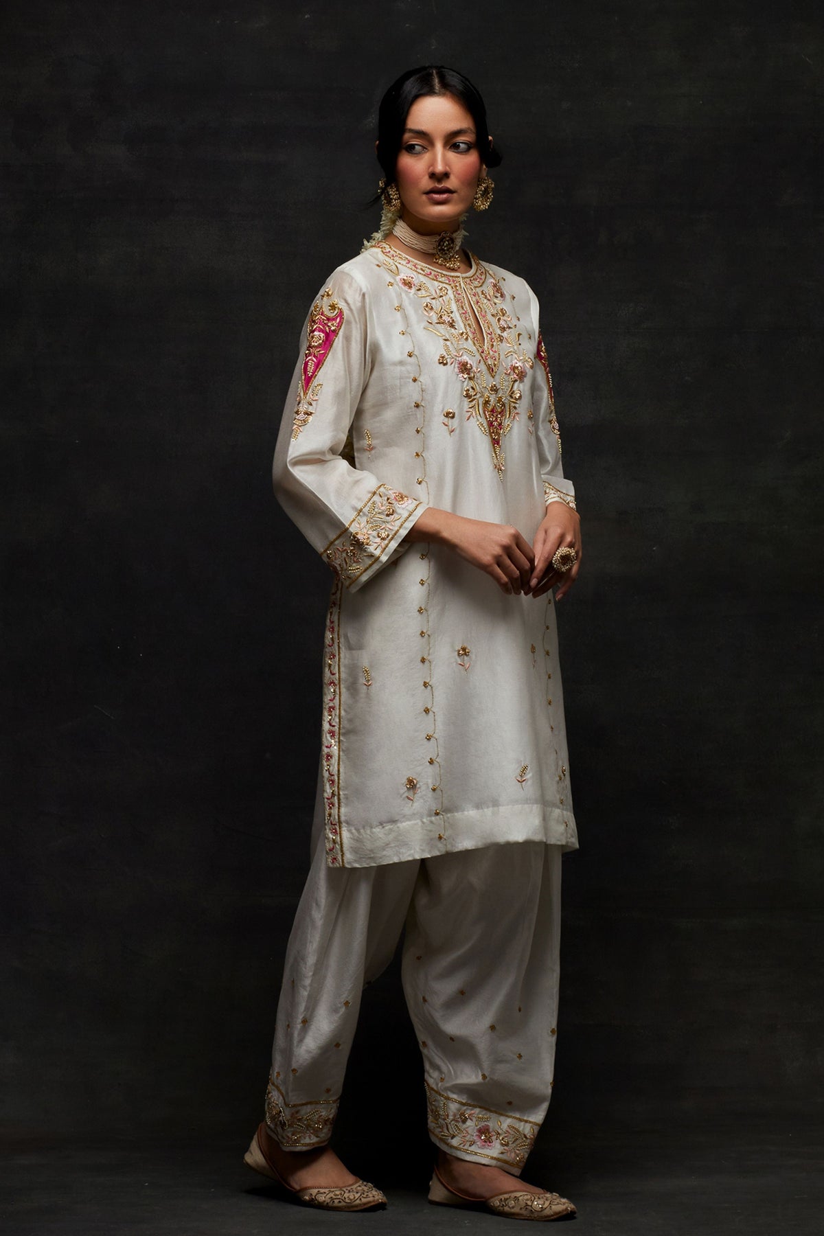 White Short Kurta Set