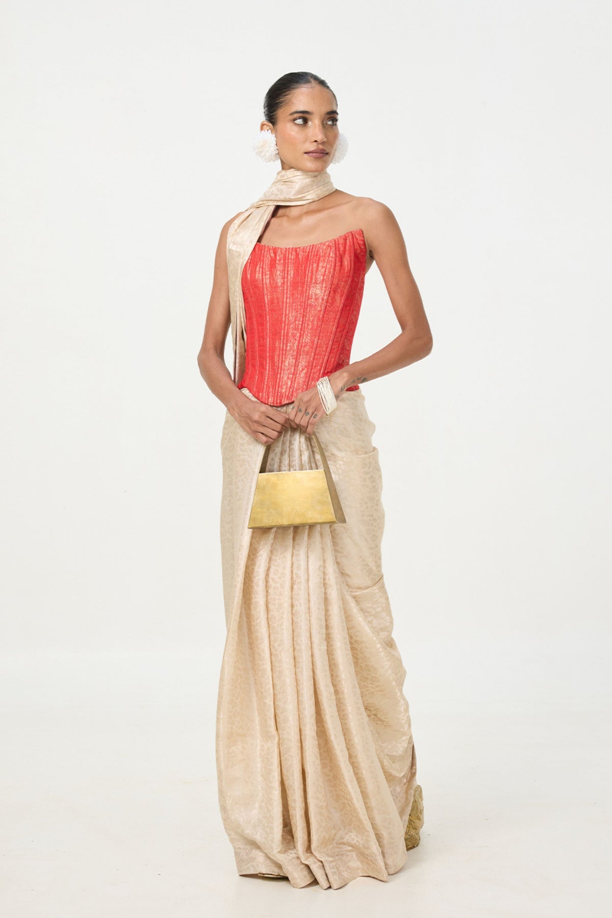 Off-White Tissue Saree