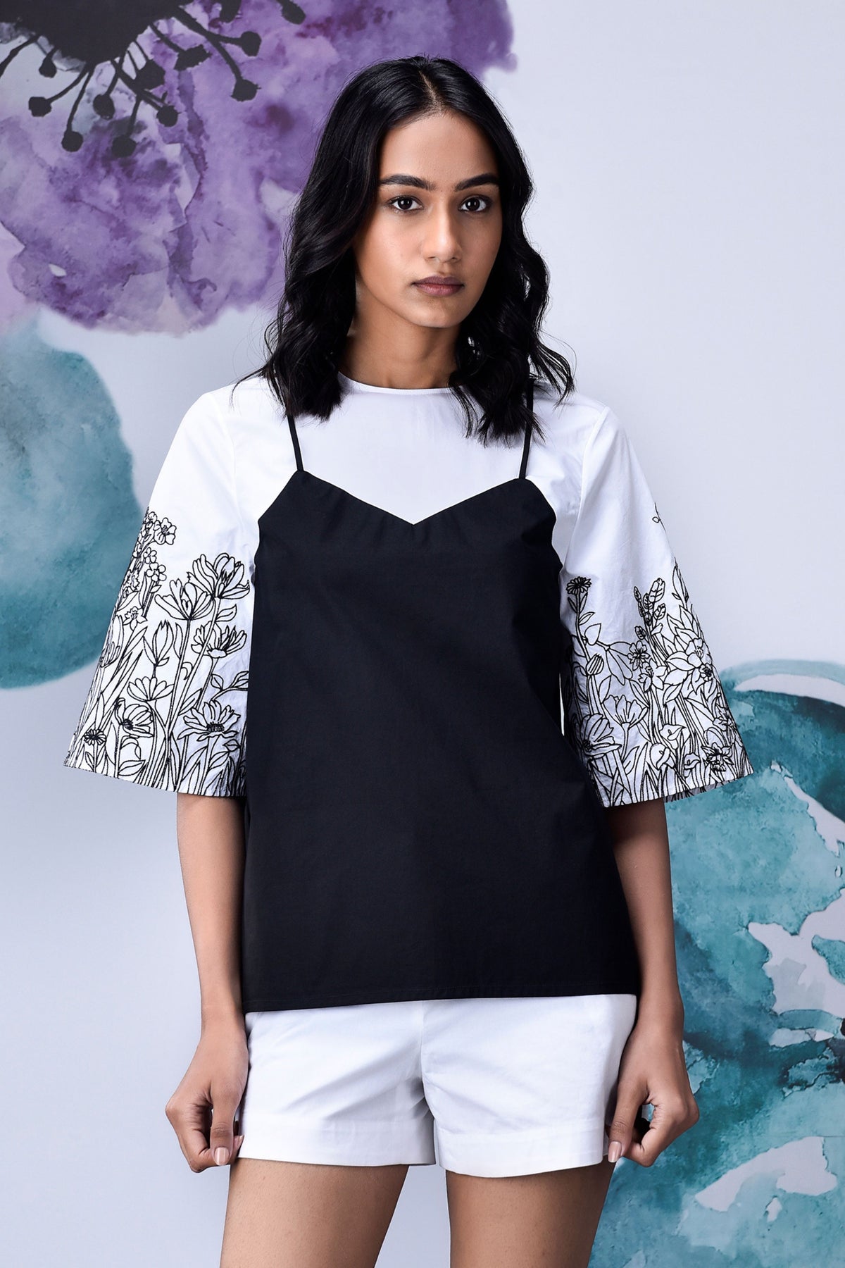 Black White Layered Top