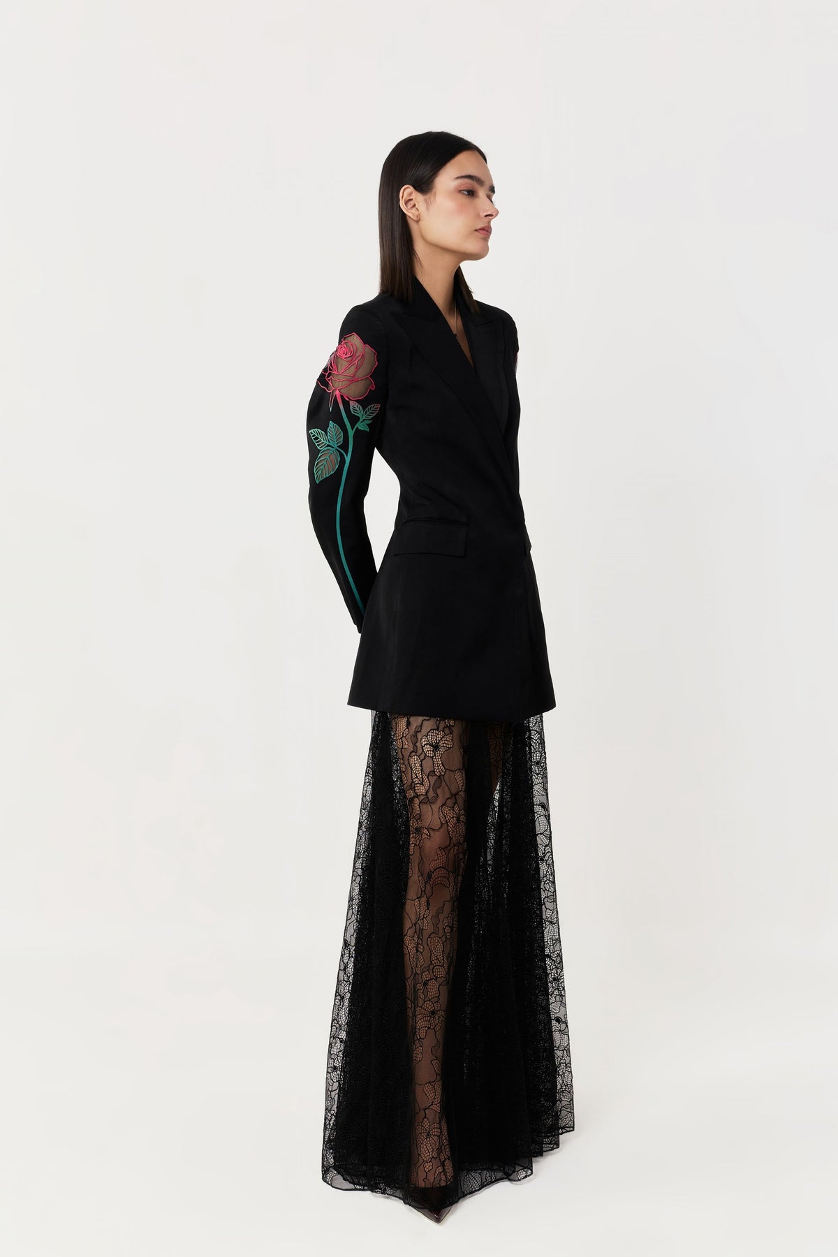 Rose Appliqué Blazer Set