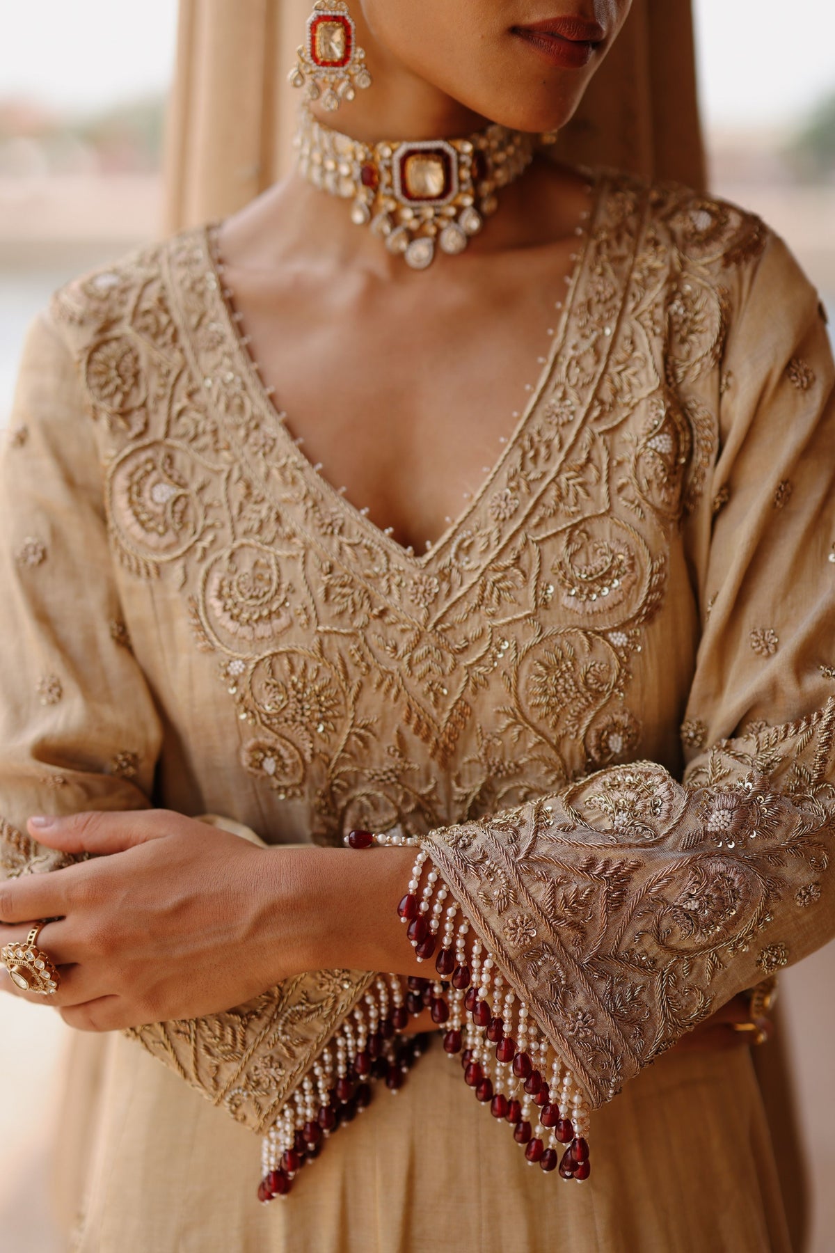 Rooh Gold Anarkali Set