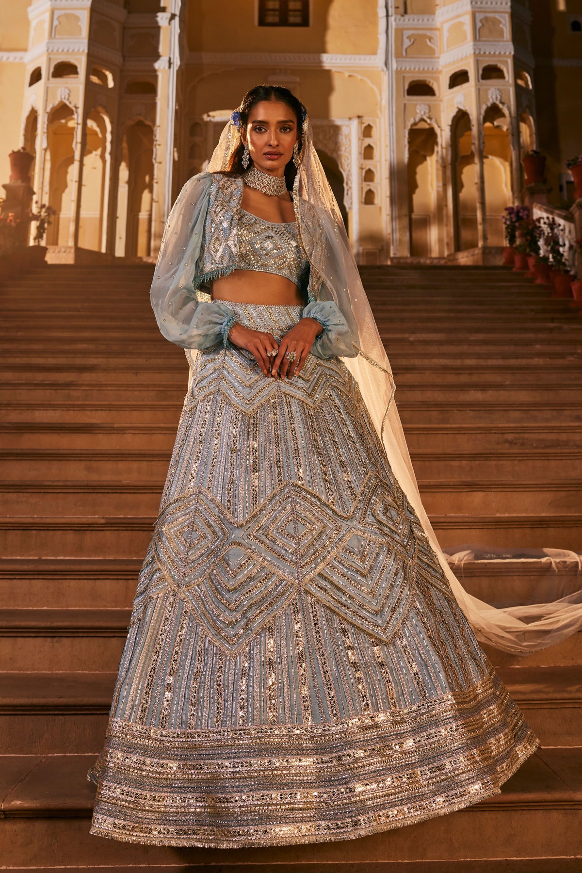 Blue Shehzadi Lehenga Set